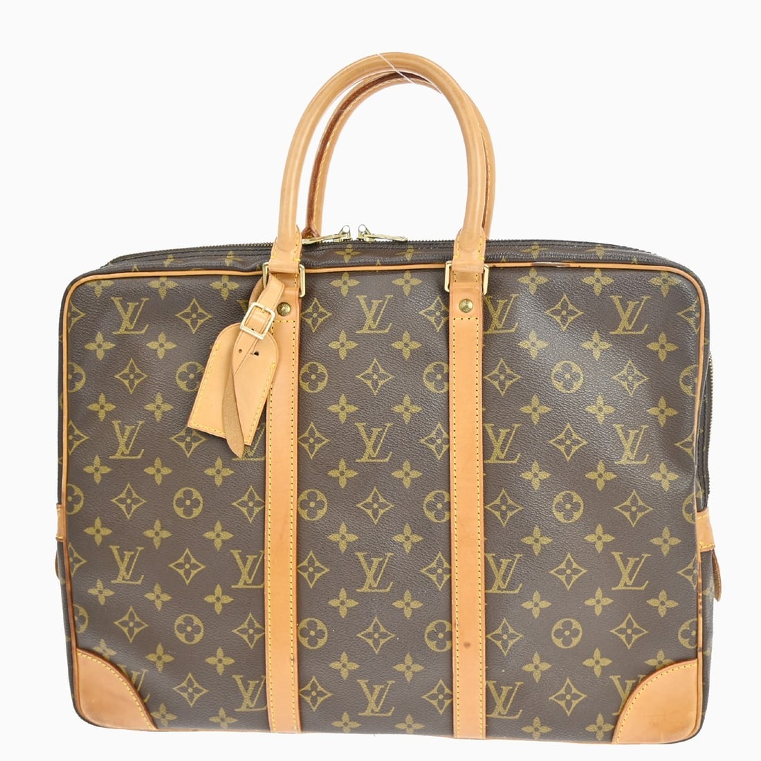 Louis Vuitton Porte-Documents Voyage Monogram Canvas Brown Handbag M53361: Louis Vuitton Porte-Documents Voyage Monogram Canvas Brown Handbag M53361 This Louis Vuitton Porte-Documents Voyage handbag features the iconic monogram canvas leather exterior with beige double handl