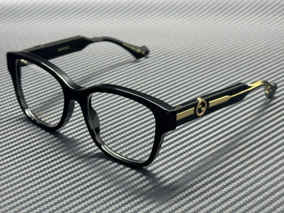 GUCCI GG1775O 001 Black 54mm Women's Eyeglasses with Case: GUCCI GG1775O 001 Black 54mm Women's Eyeglasses with Case Elevate your eyewear collection with these stylish GUCCI GG1775O 001 eyeglasses, designed for women. Featuring a chic black frame, these glass