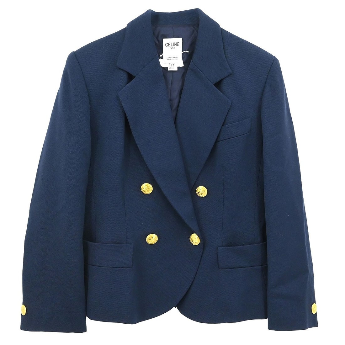 Celine Navy Wool Double Breasted Collared Jacket Size FR 44 (1 of 12)