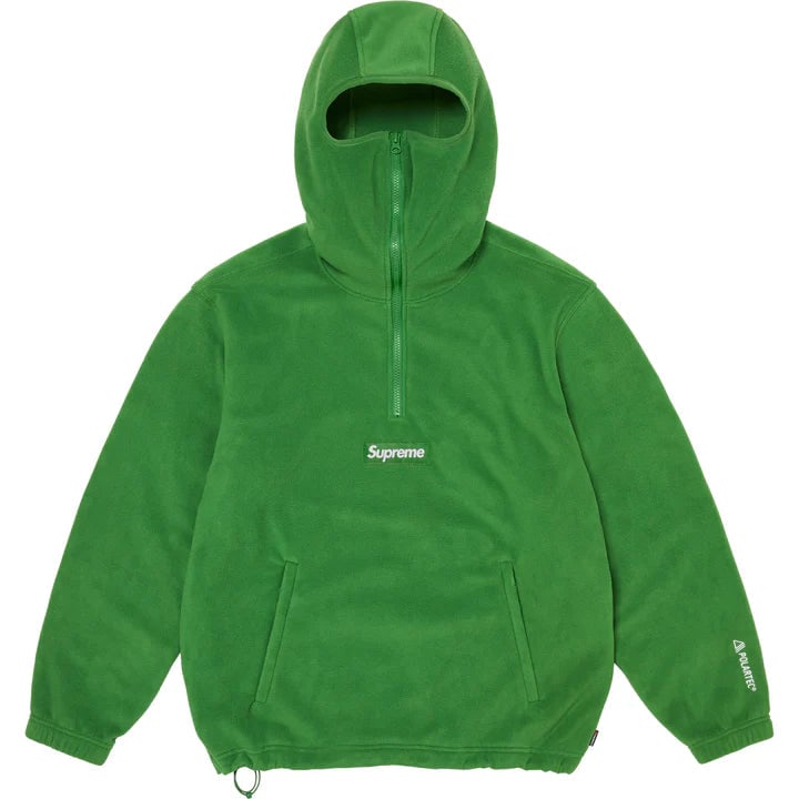 Supreme Green Polartec Half Zip Hoodie with Facemask Size Medium (1 of 2)