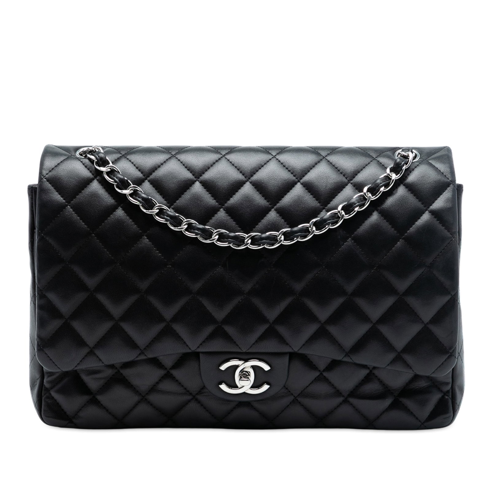 Chanel Maxi Classic Black Quilted Lambskin Double Flap Shoulder Bag (1 of 8)