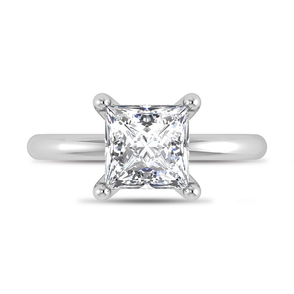 14K White Gold Lab Grown Princess Shape Lab Grown Diamond 2 1/20 ct.tw. Certified Solitaire: 14K White Gold Lab Grown Princess Shape Lab Grown Diamond 2 1/20 ct.tw. Certified Solitaire Engagement Ring (IGI Certified Center 2ct) Discover subtle brilliance and modern elegance with our Hidden Ha