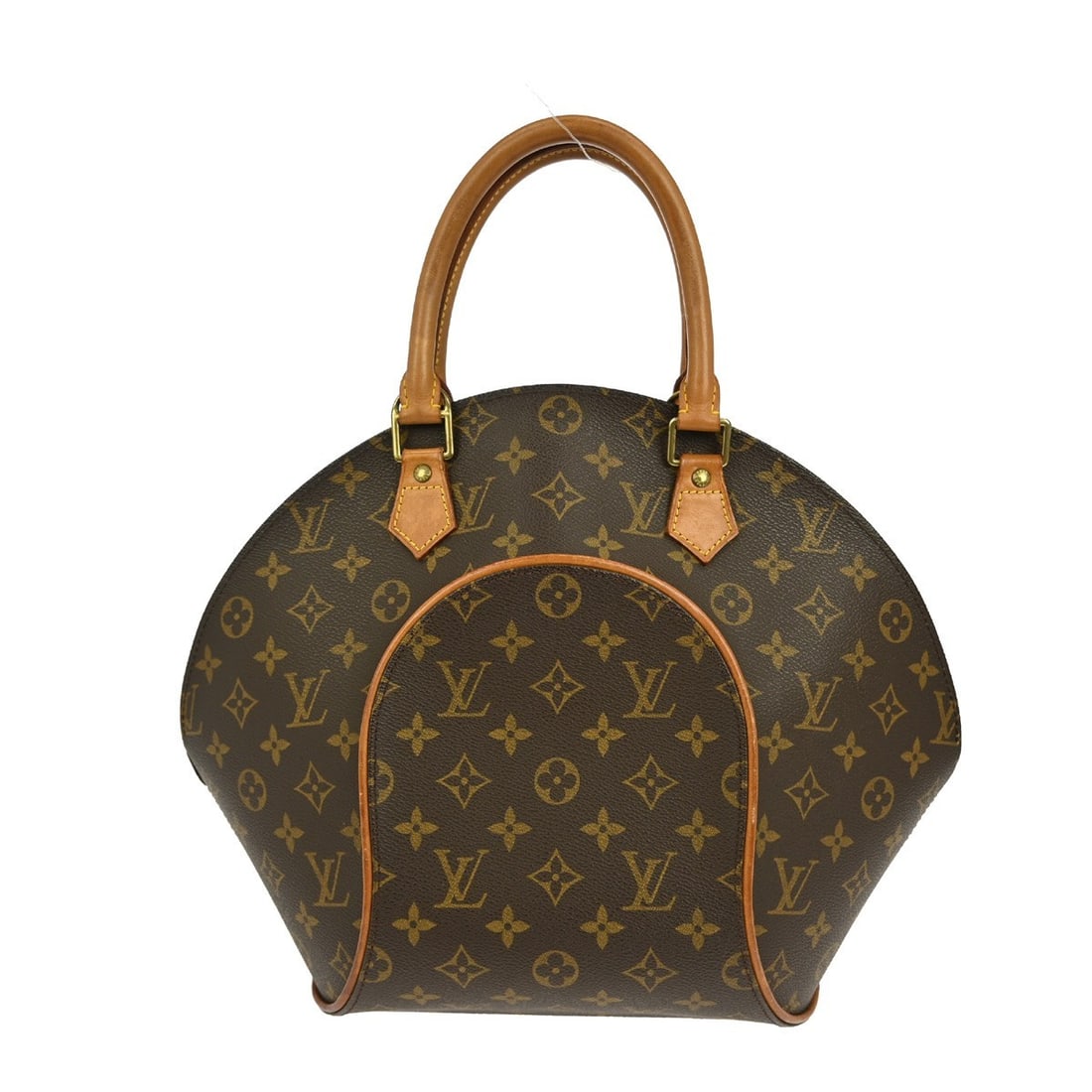 Louis Vuitton Ellipse MM Monogram Canvas Large Brown Handbag with Double Handles: Louis Vuitton Ellipse MM Monogram Canvas Large Brown Handbag with Double Handles This Louis Vuitton Ellipse MM handbag features the brand's iconic monogram canvas leather with a distinctive curved sil
