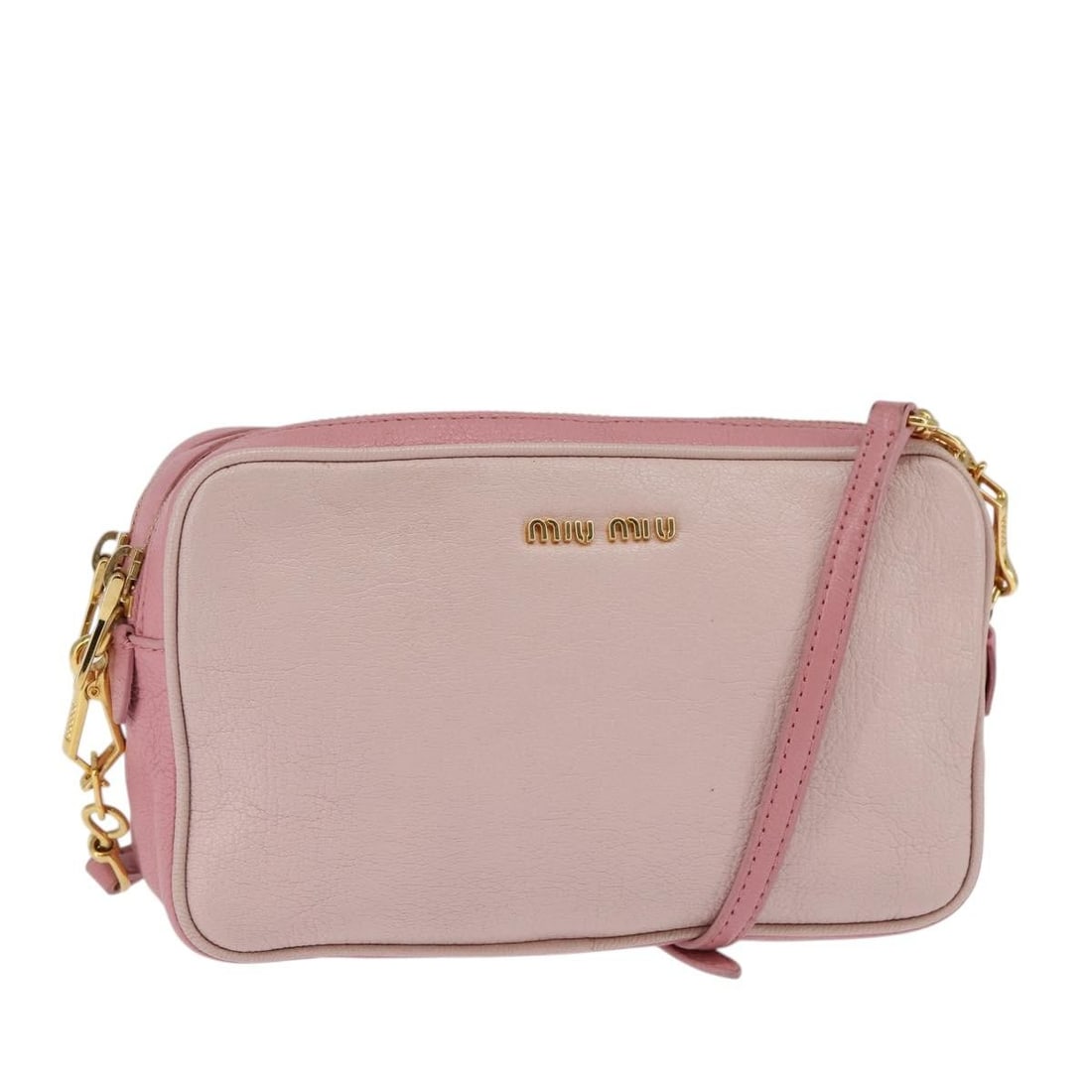 Miu Miu Madras Pink Gold Leather Shoulder Bag Made in Italy (1 of 18)