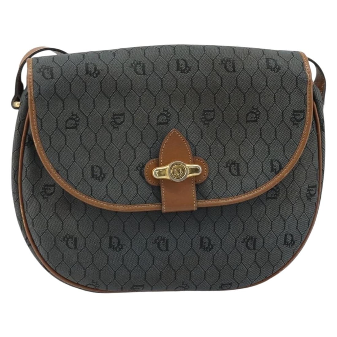 Vintage Dior Honeycomb Canvas Black Crossbody Bag with Leather Details: Vintage Dior Honeycomb Canvas Black Crossbody Bag with Leather Details This Christian Dior vintage Honeycomb Flap crossbody bag features a black canvas exterior with leather trim, designed for women.