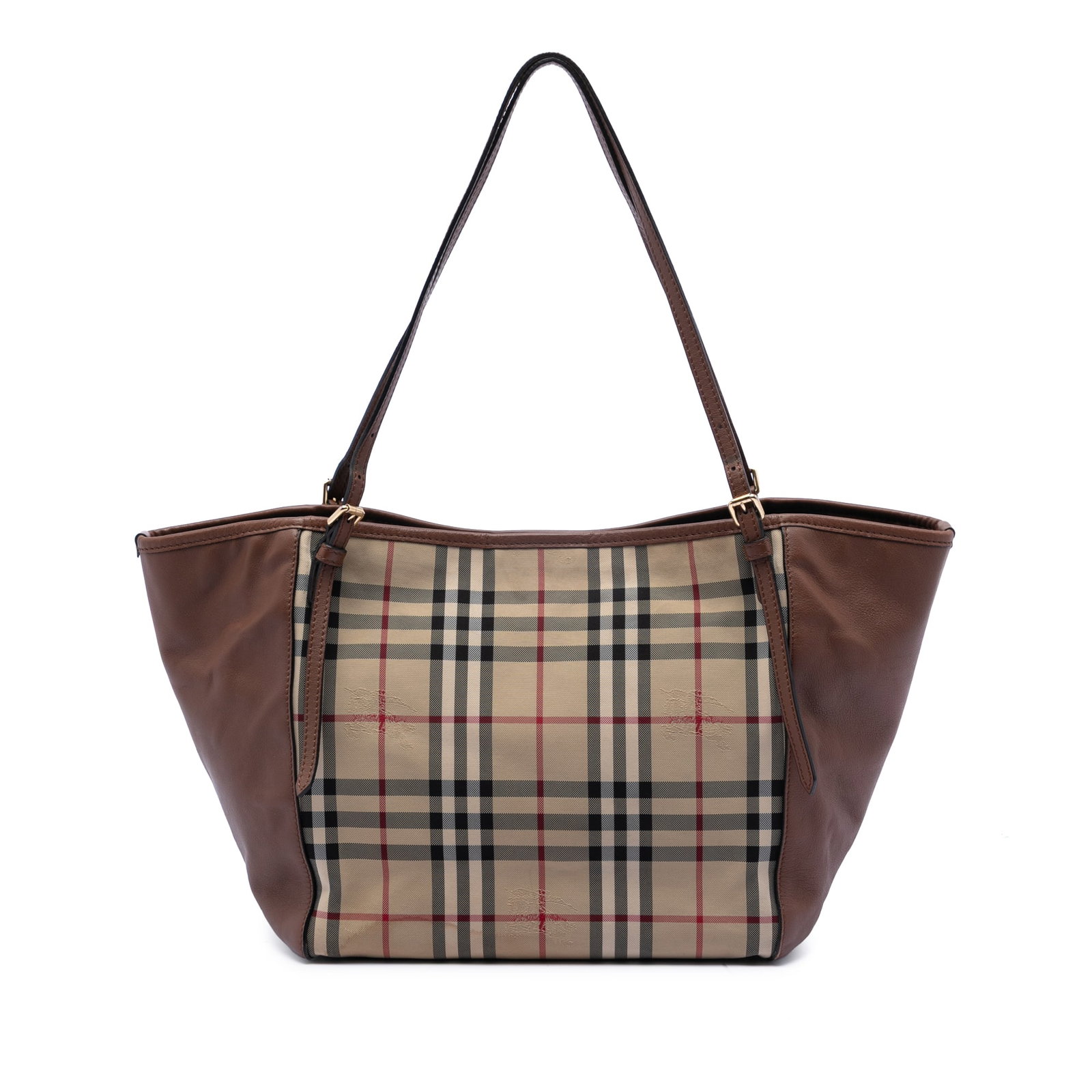 Burberry Canterbury Small Tote Haymarket Check Canvas with Leather Trim: Burberry Canterbury Small Tote Haymarket Check Canvas with Leather Trim This Burberry Small Haymarket Check Canterbury Tote features the iconic haymarket check canvas with leather trim. It is designed