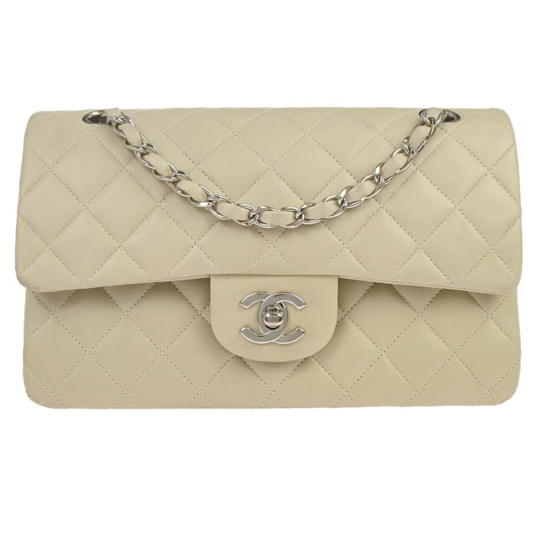 Small Off-white Matelasse Leather Double Flap Shoulder Bag by Chanel (1 of 12)