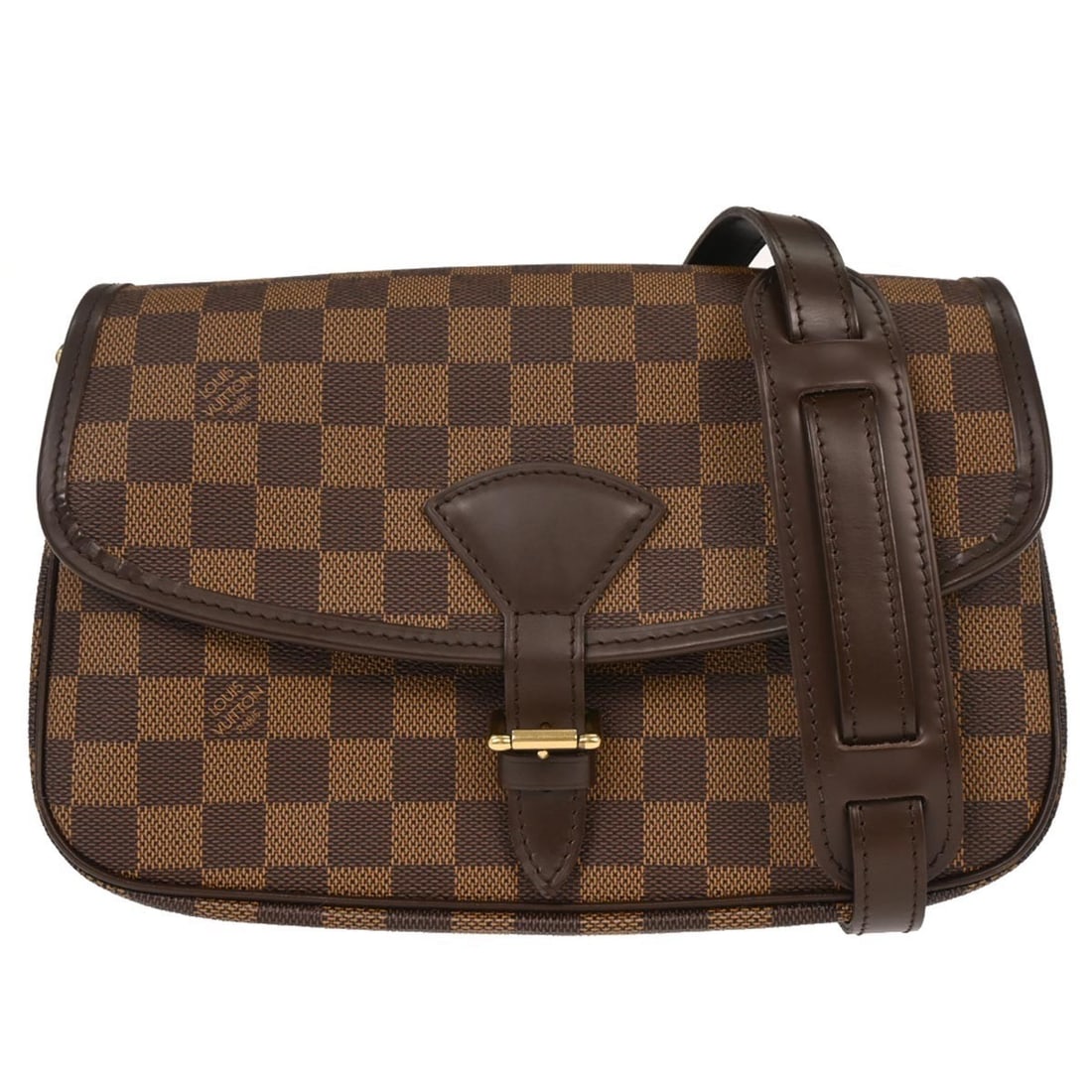 Louis Vuitton Sologne Damier Canvas Brown Crossbody Bag N48079: Louis Vuitton Sologne Damier Canvas Brown Crossbody Bag N48079 This Louis Vuitton Sologne shoulder bag features the signature Damier canvas exterior in brown, complemented by a flap buckle closure and
