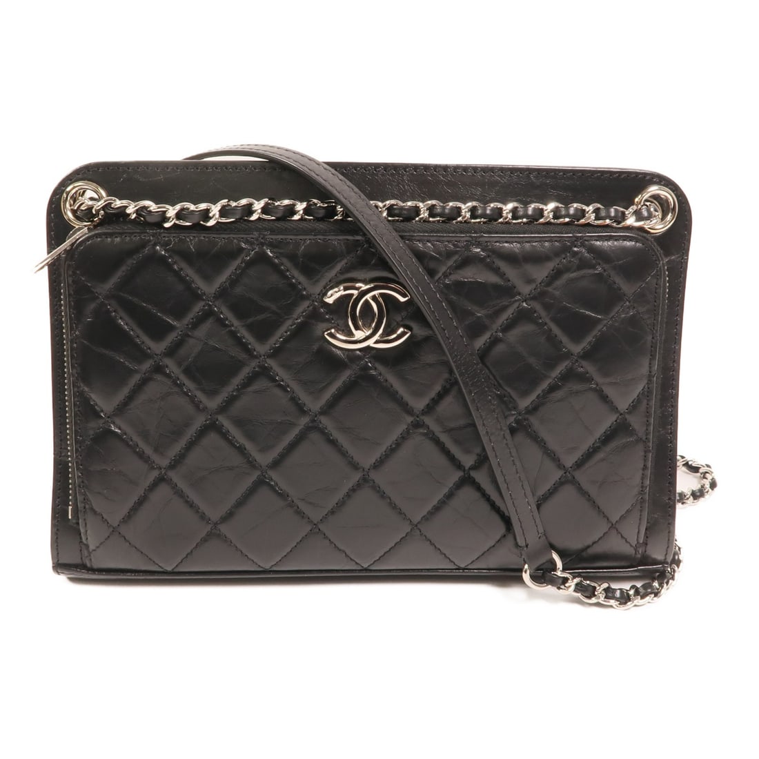 Chanel Black Calfskin Shoulder Bag with CC Silver Hardware (1 of 14)