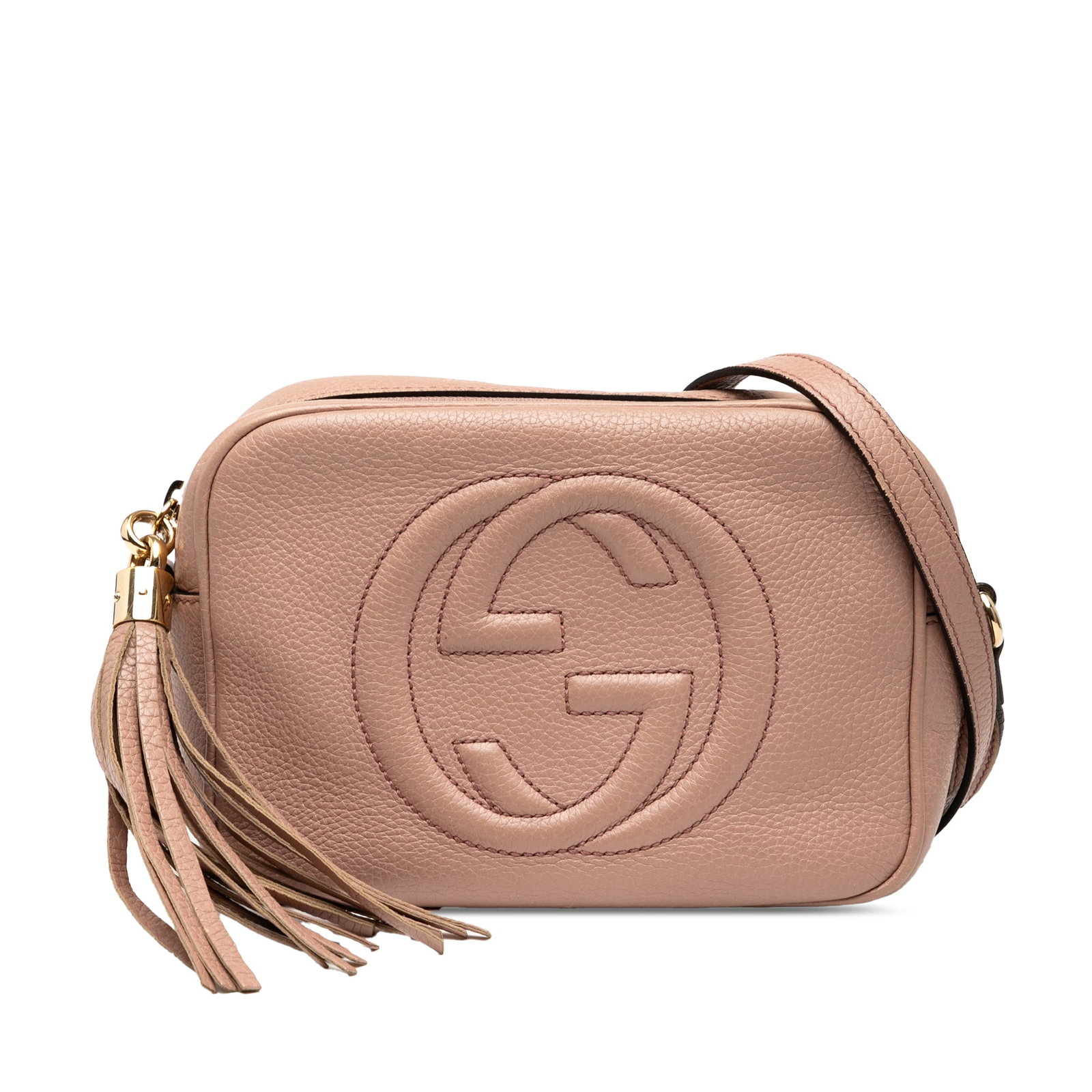 Gucci Soho Disco Brown Leather Crossbody Bag with Tassel: Gucci Soho Disco Brown Leather Crossbody Bag with Tassel This Gucci Soho Disco Crossbody bag features a brown leather body with an adjustable flat leather strap and a tassel detail. It is designed wit