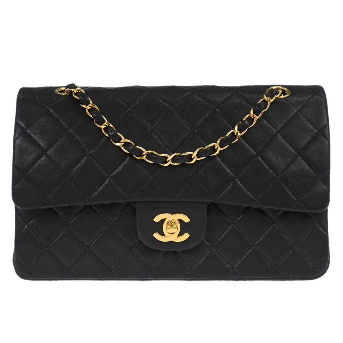 Medium Chanel Classic Double Flap Black Lambskin Shoulder Bag (1 of 10)