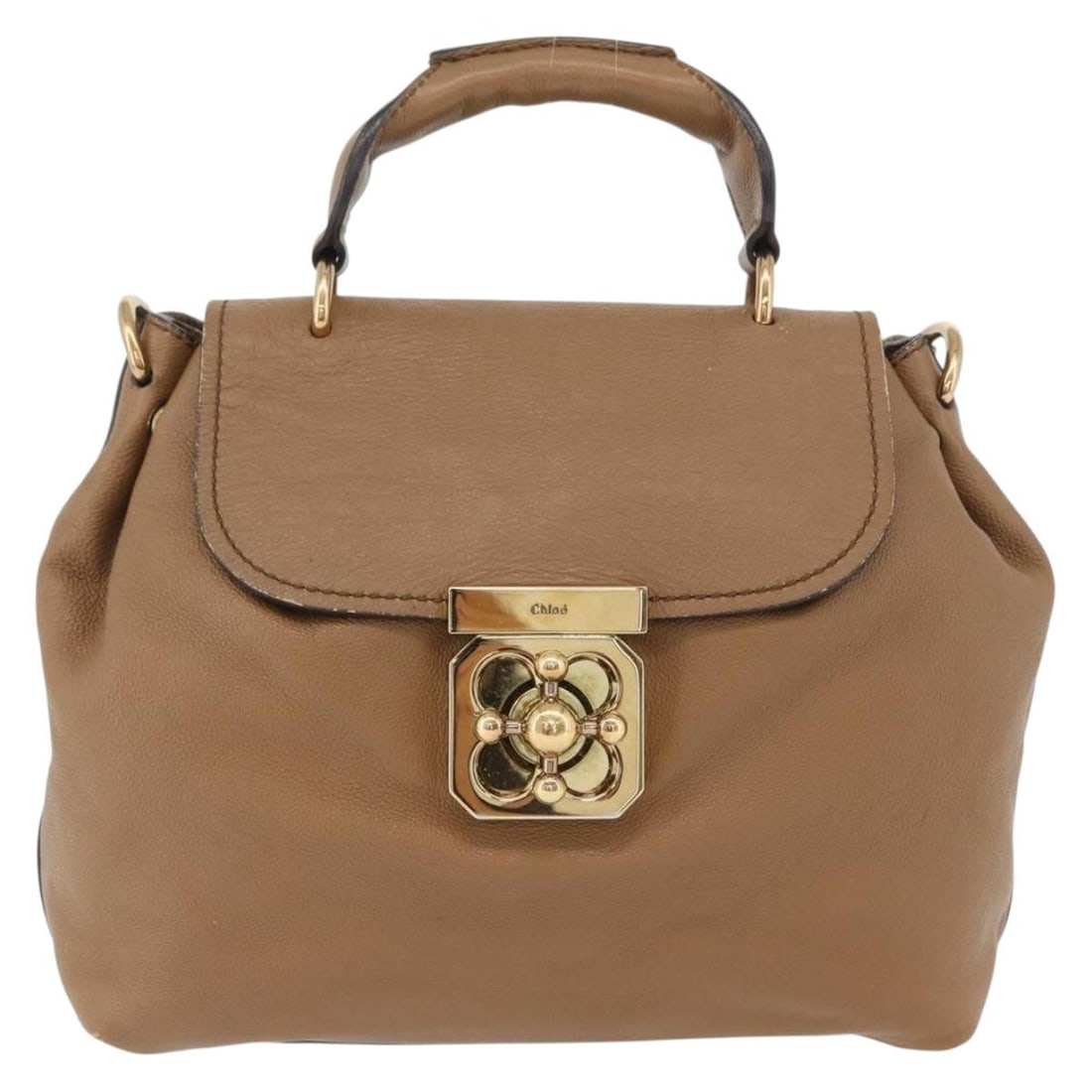 Chloe Elsie Brown Leather Convertible Satchel 22x23x9 cm (1 of 18)