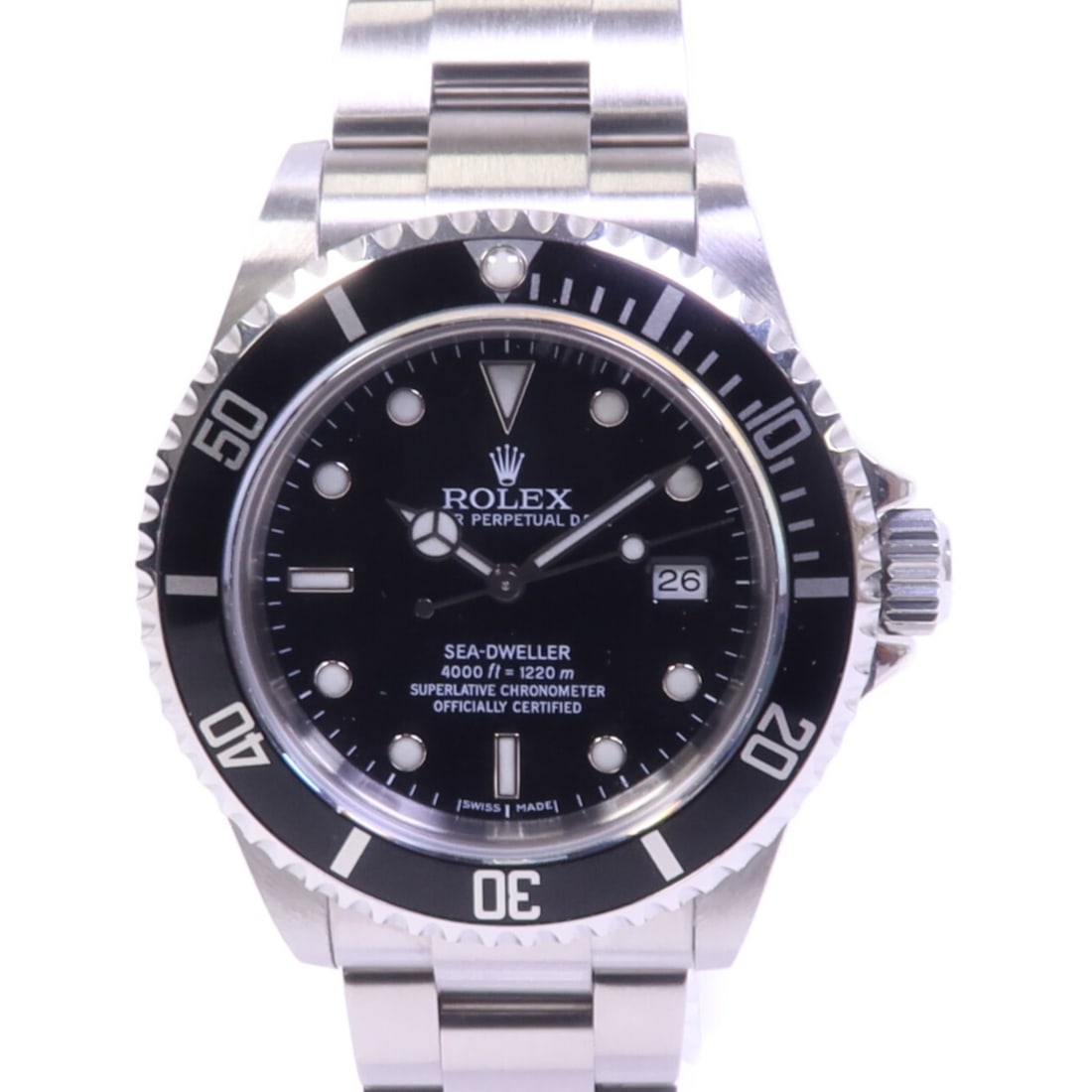 Rolex Sea Dweller 16600 Stainless Steel Automatic Black Dial Men's Watch: Rolex Sea Dweller 16600 Stainless Steel Automatic Black Dial Men's Watch This Rolex Sea Dweller 16600 automatic wristwatch features a stainless steel case and band with a striking black dial and match