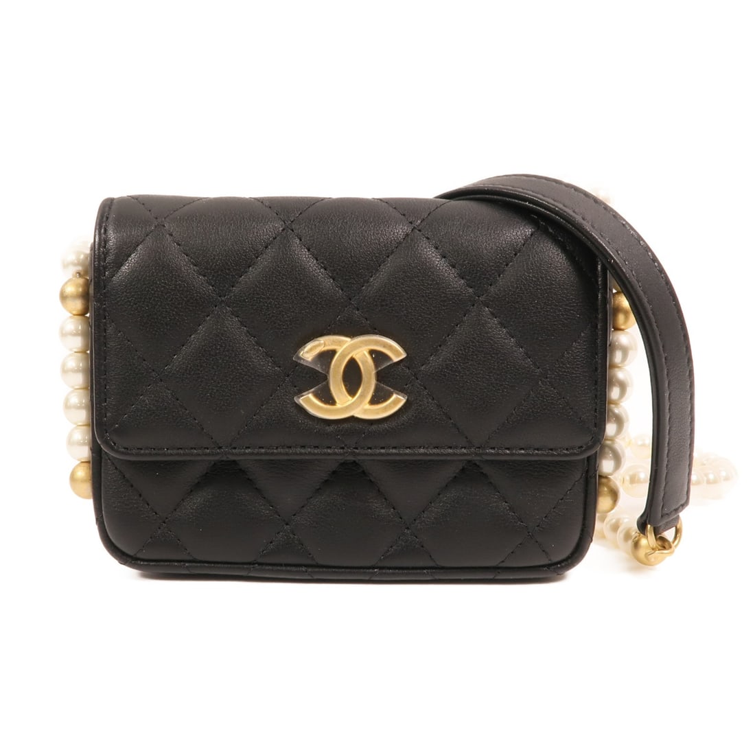 Chanel Pearl CC Chain Black Lambskin Wallet Shoulder Bag AP2186 (1 of 17)