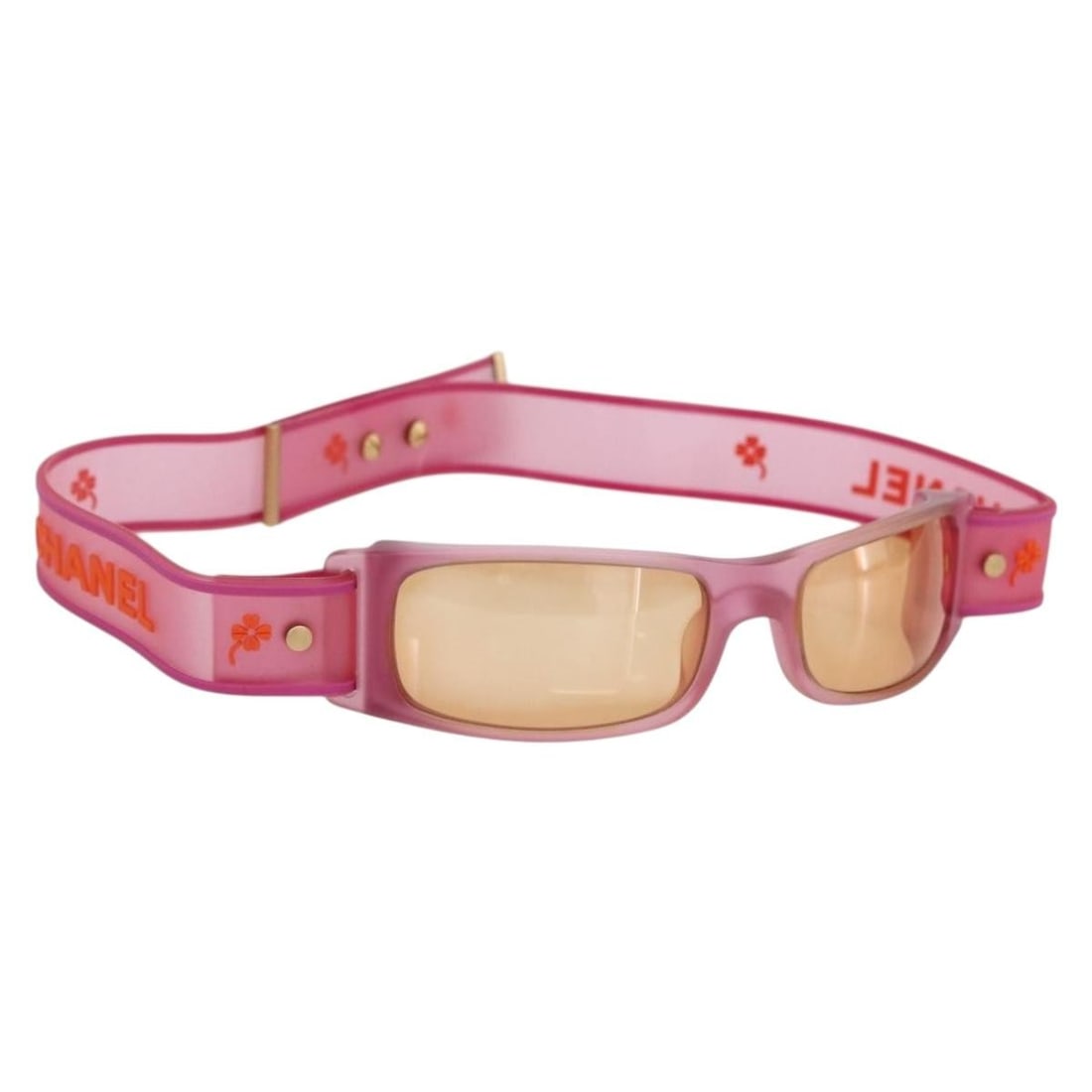 Pink Rubber Sunglasses by CHANEL with CC Logo and Accessories (1 of 13)