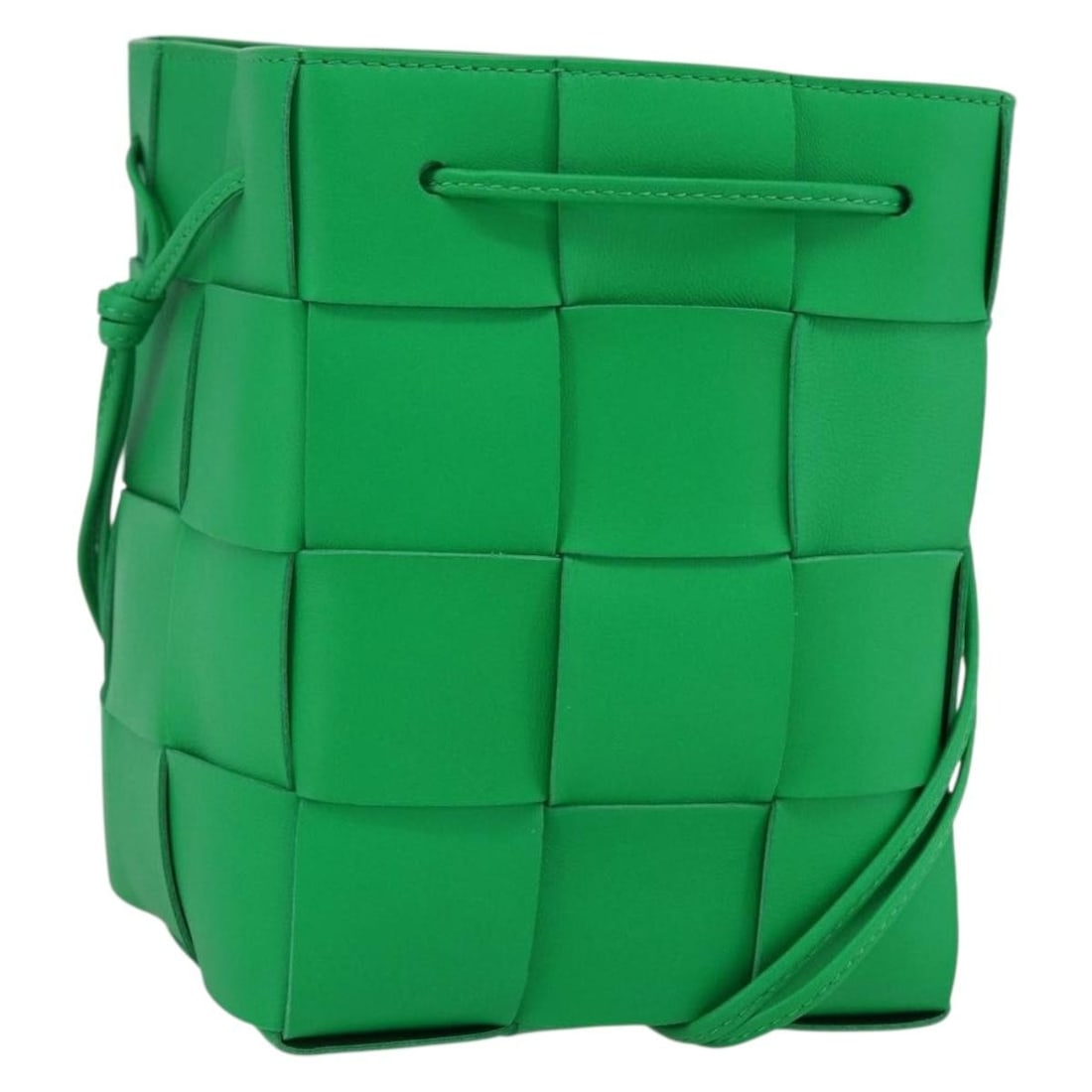 Green Leather Small Maxi Intrecciato Cassette Bucket Shoulder Bag by Bottega Veneta (1 of 18)