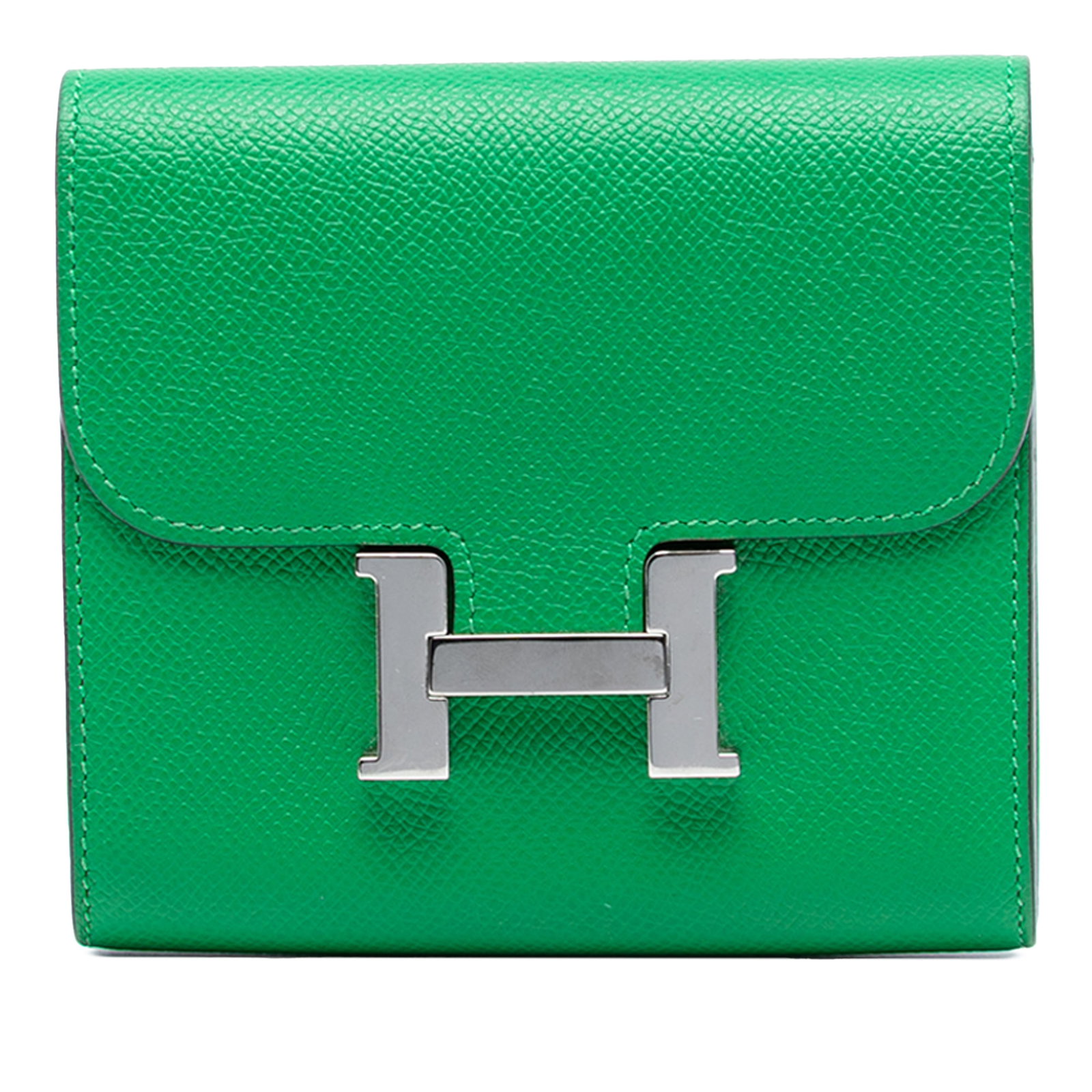 Hermes Bambou Green Epsom Leather Constance Slim Wallet with Removable Zipped Pouch: Hermes Bambou Green Epsom Leather Constance Slim Wallet with Removable Zipped Pouch This Hermes Constance Slim Wallet showcases Epsom leather in a vibrant Bambou green. It features a front flap with m