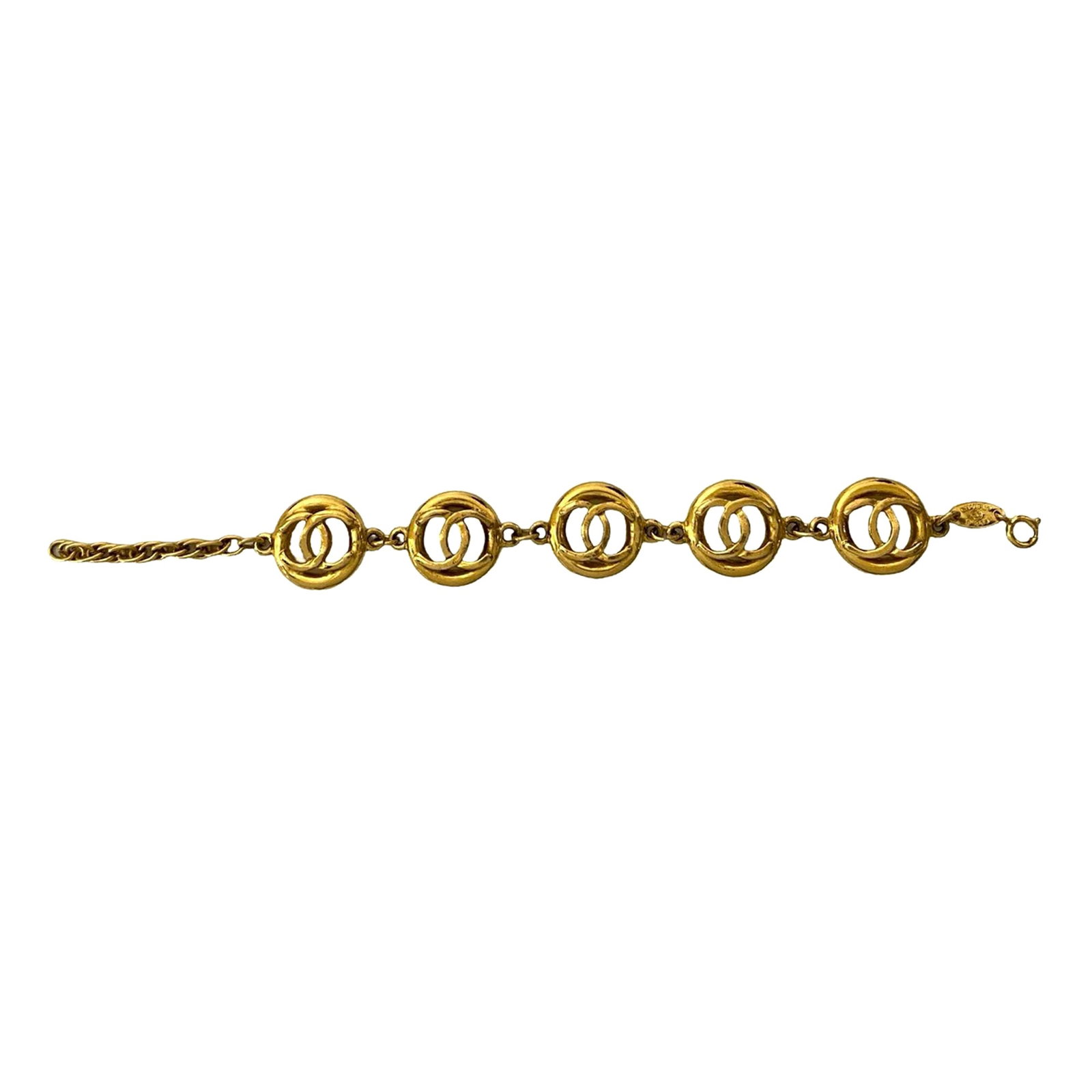 Chanel CC Logo Gold Plated Metal Link Bracelet (1 of 5)