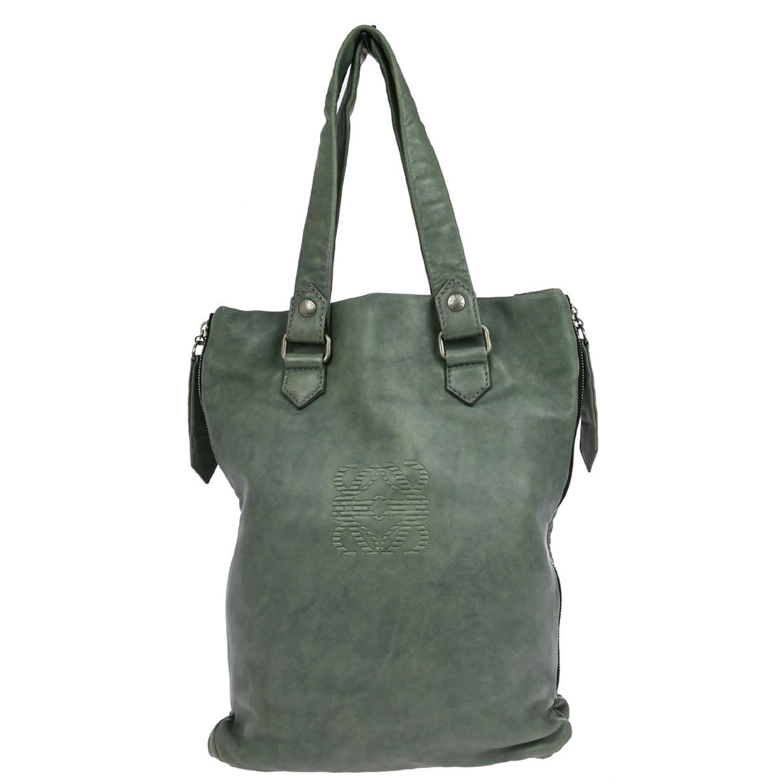 Loewe Medium Leather Gray Shoulder Bag Spain (1 of 9)