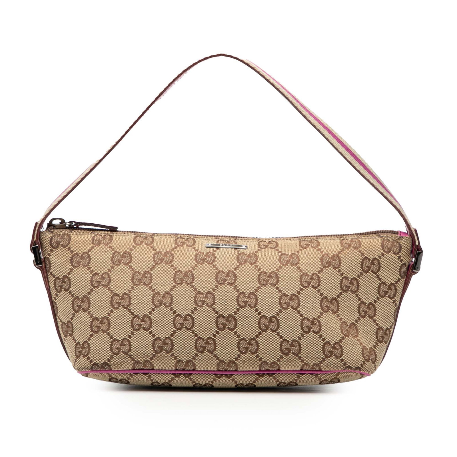 Gucci GG Canvas Web Boat Shoulder Bag with Leather Trim (1 of 7)