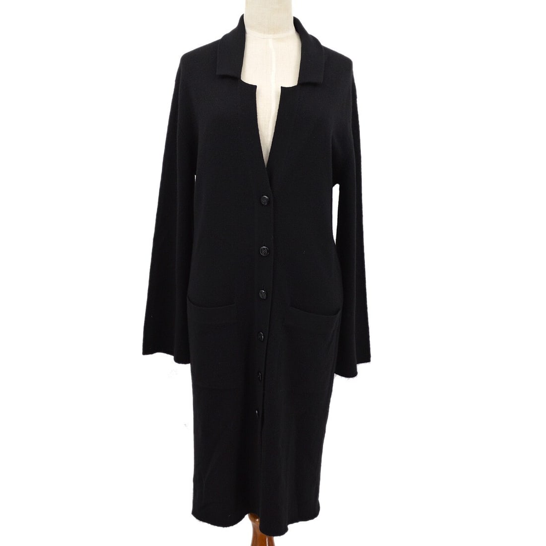 Chanel Vintage Black Cashmere Long Sleeve Coat Jacket #38 (1 of 7)
