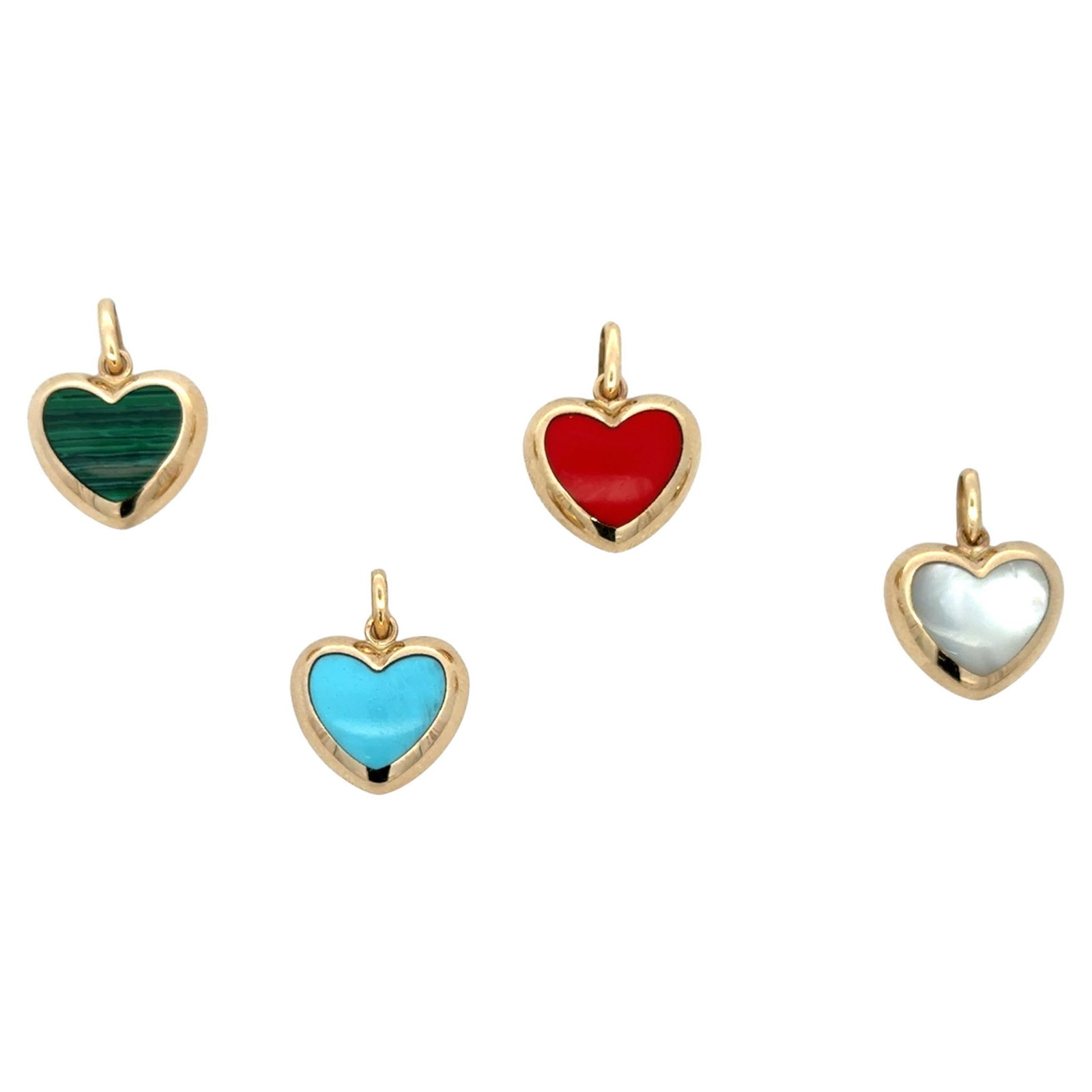 Italian 14K Yellow Gold Multi-Gemstone Puffed Heart Pendant (1 of 7)
