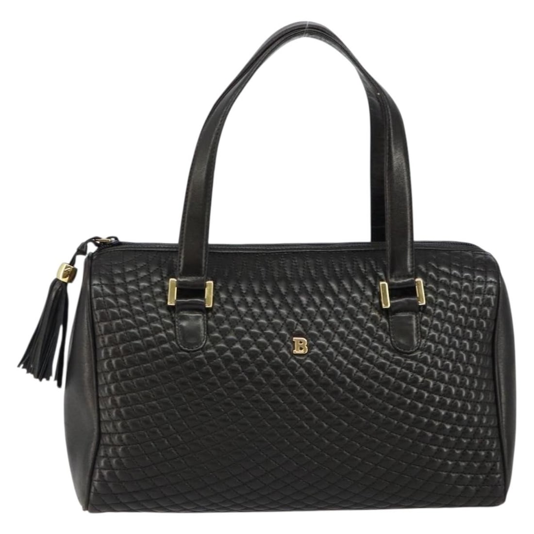 Black Quilted Leather Vintage Handbag by Bally Italy (1 of 18)