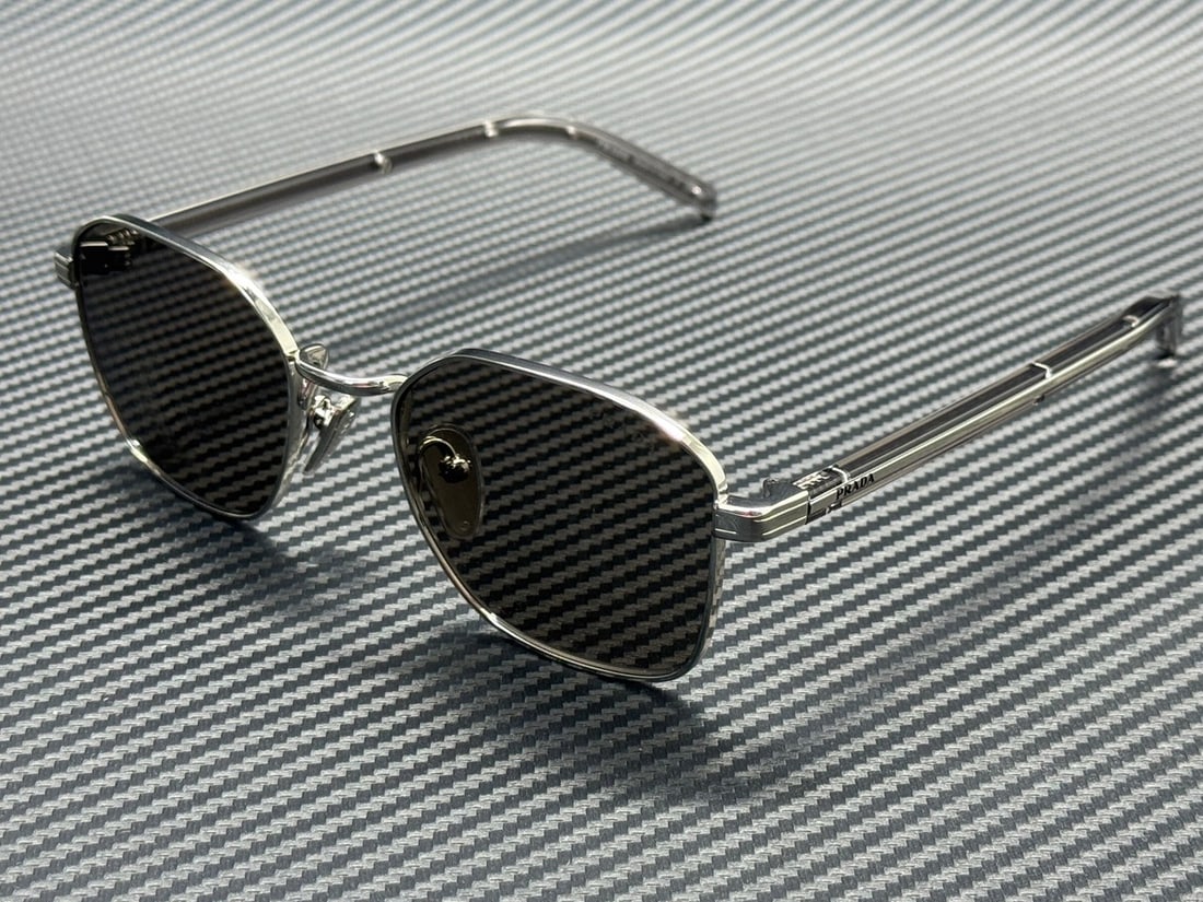 Men's PRADA PR C50S Silver Frame Dark Grey Lens 53mm Sunglasses (1 of 4)