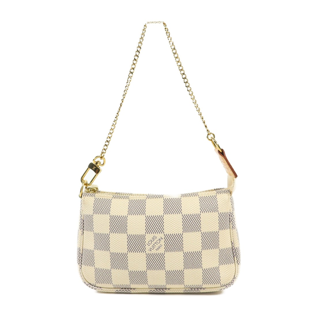 LOUIS VUITTON Mini Pochette N58010 Damier Azur White Accessory Pouch (1 of 15)