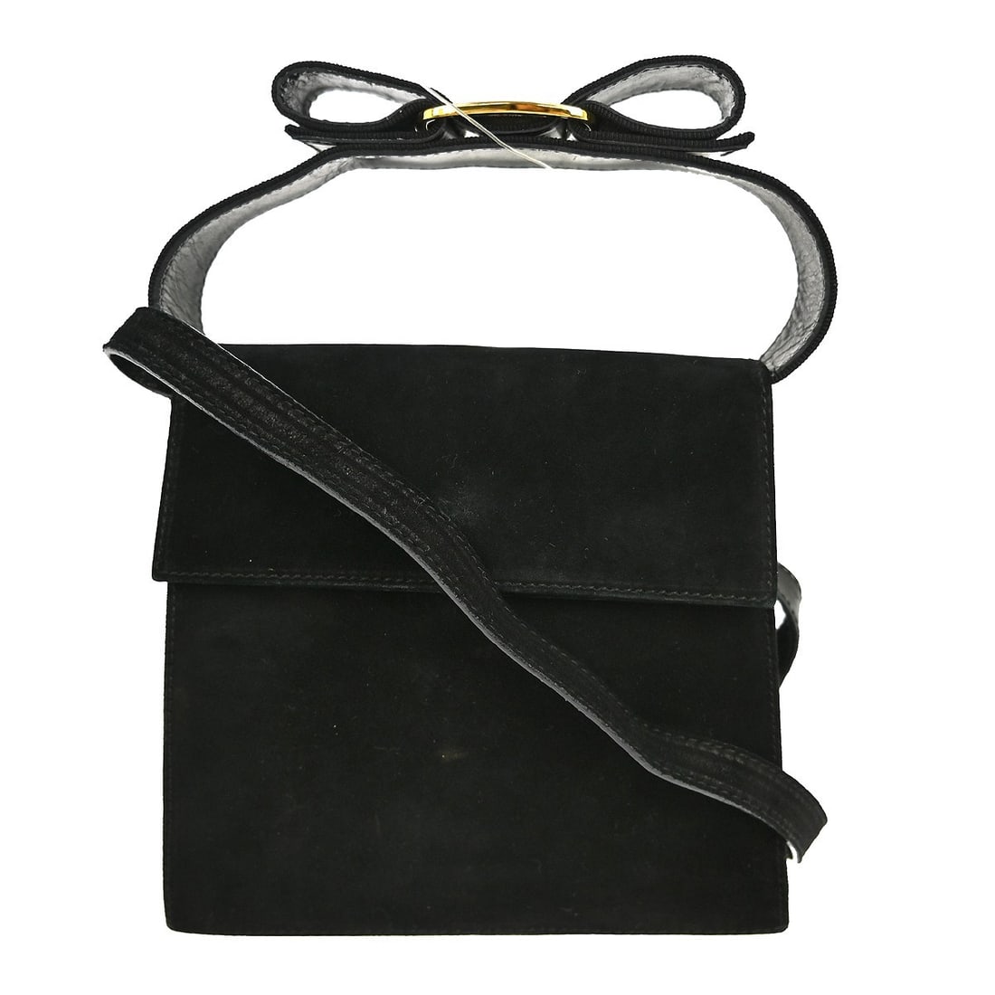 Black Velvet Vara Bow 2way Top Handle Bag by Salvatore Ferragamo (1 of 9)