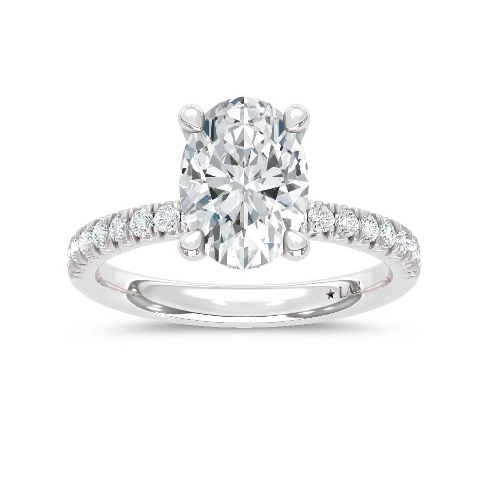 14K White Gold Lab Grown Diamond 2 1/3 Ct.Tw. Engagement Ring (Center Oval 2 Ctw) (1 of 4)