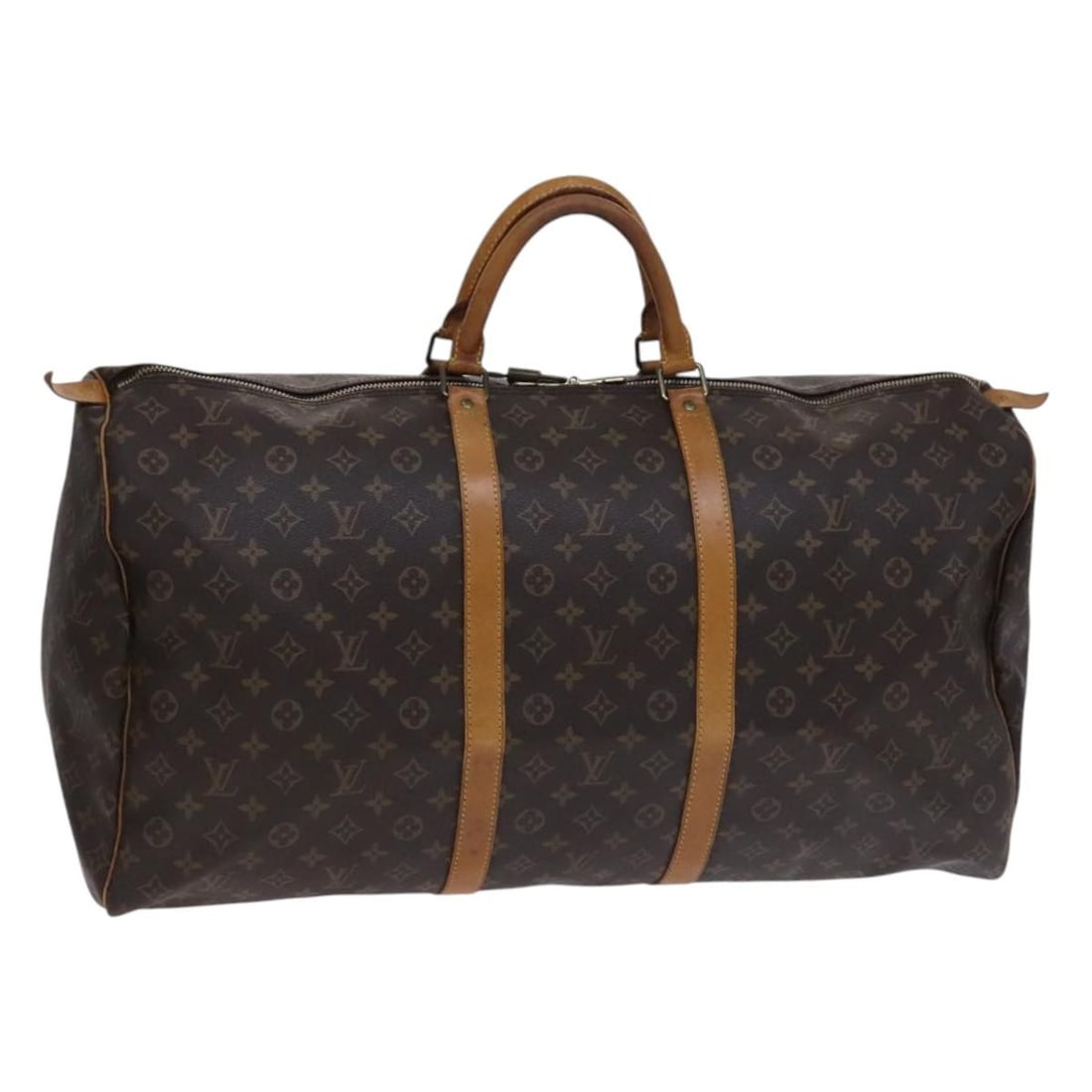 Monogram Canvas Louis Vuitton Keepall Unisex Travel Bag 60cm: Monogram Canvas Louis Vuitton Keepall Unisex Travel Bag 60cm This Louis Vuitton Keepall Bag in monogram canvas offers a spacious and classic design suitable for unisex use. The bag features a brown ca