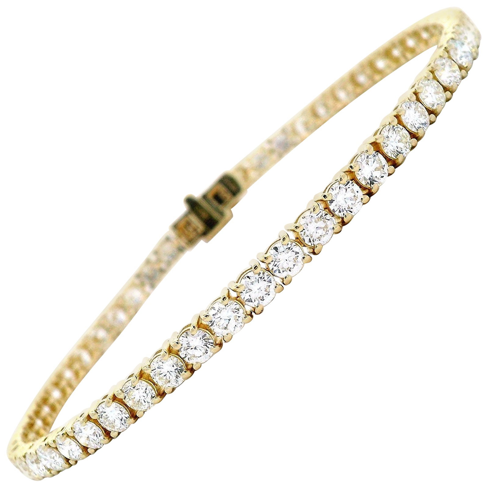 5.78ct Diamond Tennis Bracelet 18k Yellow Gold: 5.78ct Diamond Tennis Bracelet 18k Yellow Gold This exquisite diamond tennis bracelet features 53 round brilliant diamonds totaling 5.78 carats. The diamonds are approximately H/I color and VS clarity