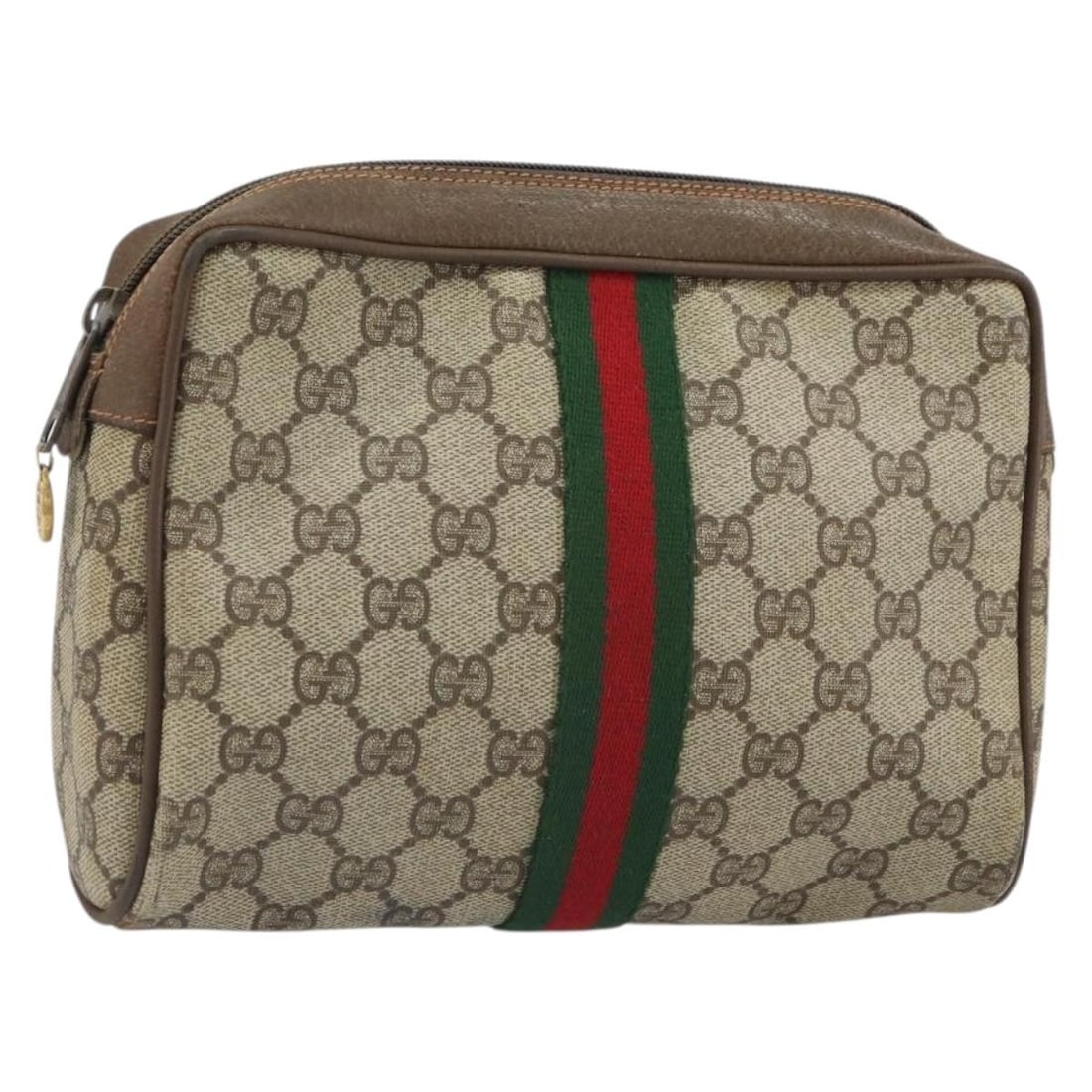 Gucci Sherry Line Beige PVC GG Supreme Clutch Bag Model 89 01 012: Gucci Sherry Line Beige PVC GG Supreme Clutch Bag Model 89 01 012 This Gucci GG Supreme Web Sherry Line clutch bag features beige and gold PVC leather with signature GG canvas detailing. Made in Italy