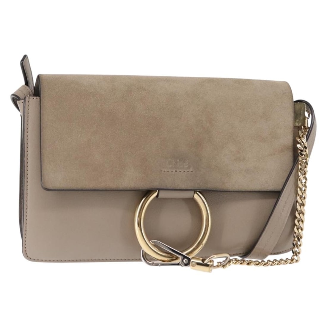 Chloe Fay Suede Shoulder Bag Beige Gold Made in Spain: Chloe Fay Suede Shoulder Bag Beige Gold Made in Spain This Chloe Fay Shoulder Bag is a stylish and functional accessory crafted from soft suede leather in a sophisticated beige and gold color combinat