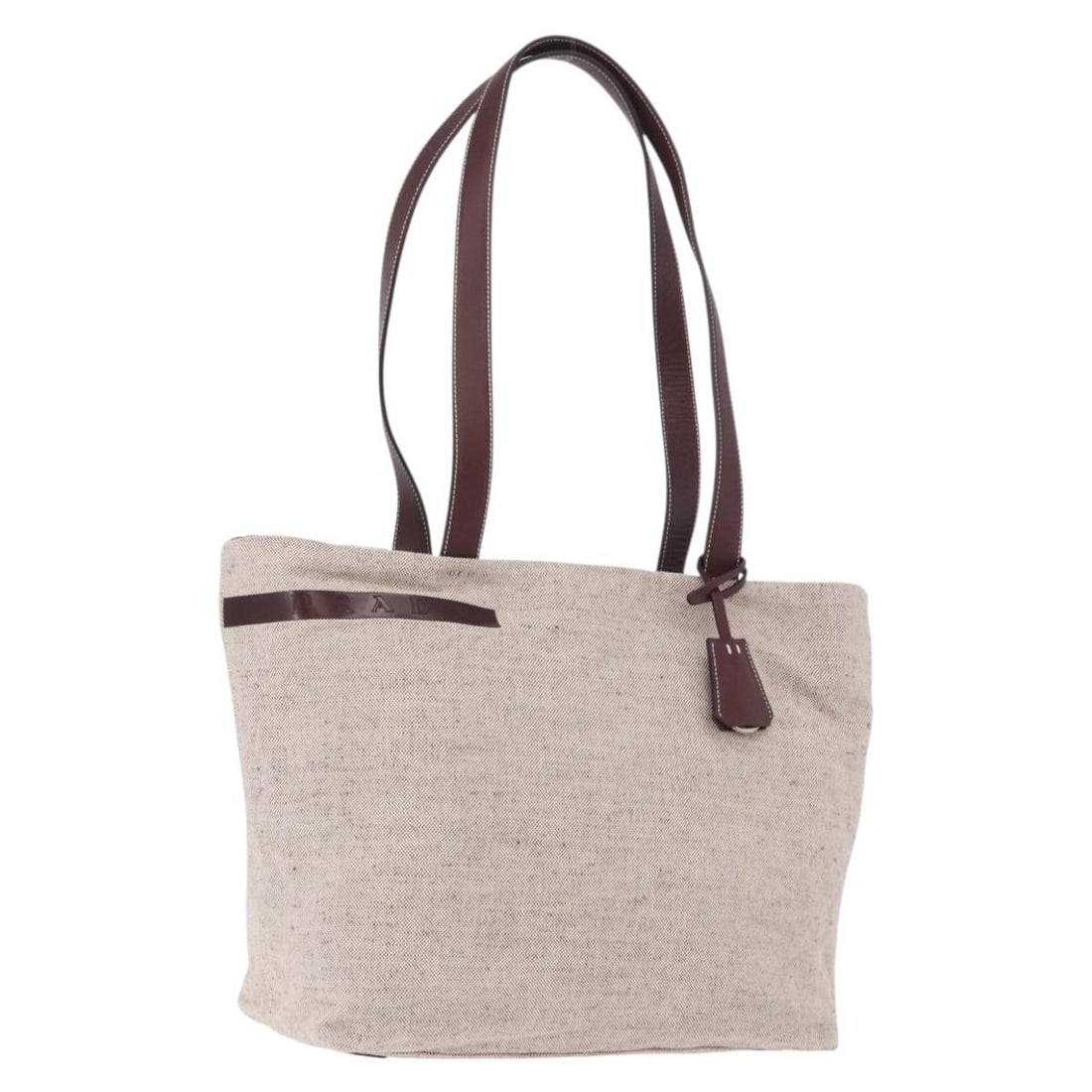 Prada Canvas Tote Gray and Bordeaux with Dust Bag and Card (1 of 18)