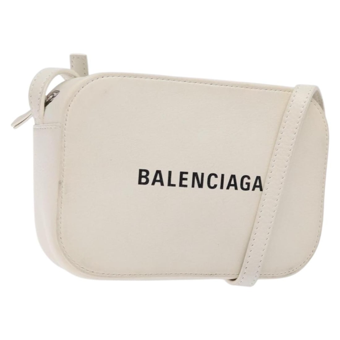 BALENCIAGA White Silver Leather Shoulder Bag Auth Italy (1 of 18)