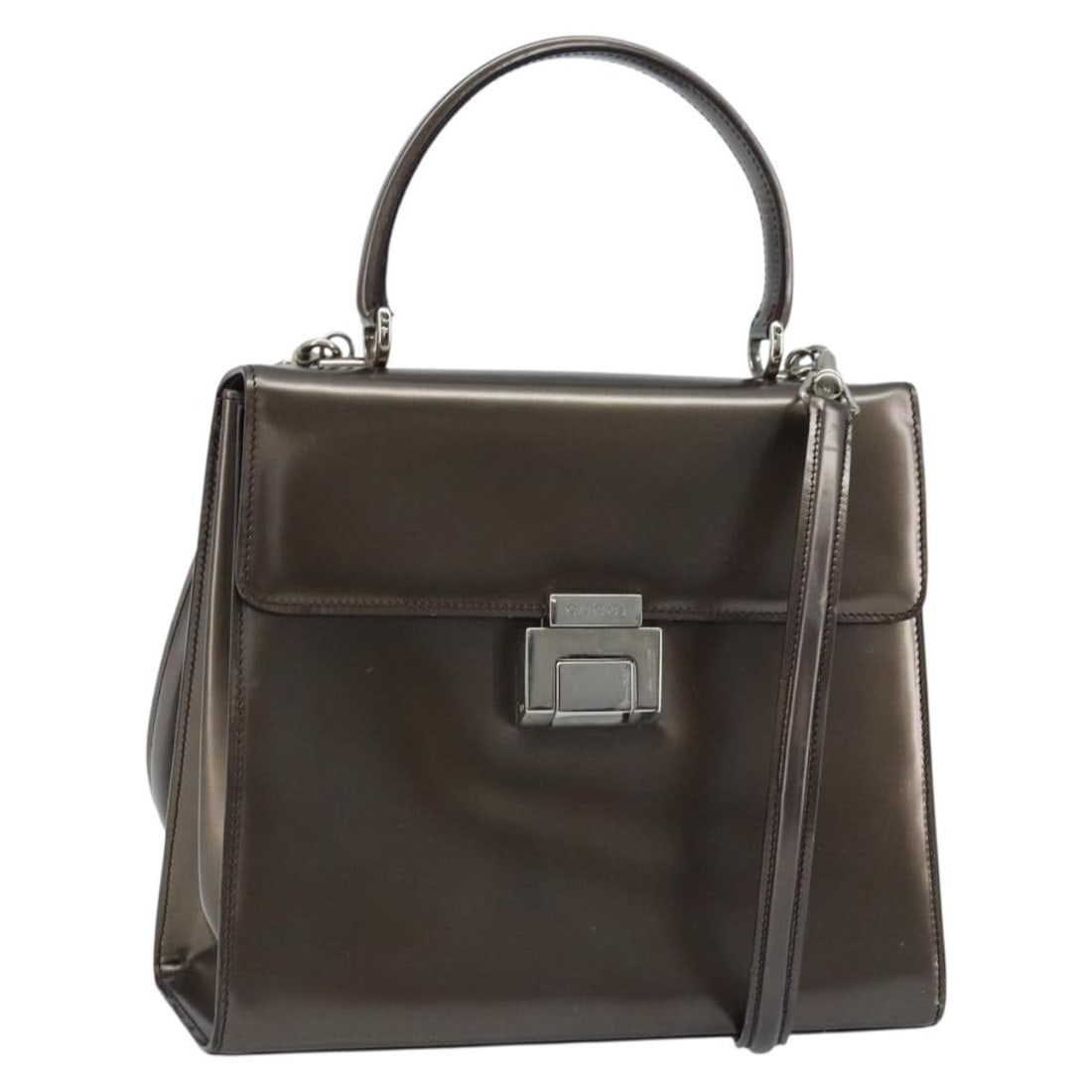 Gucci Bronze Gold Patent Leather Convertible Handbag with Shoulder Strap: Gucci Bronze Gold Patent Leather Convertible Handbag with Shoulder Strap This Gucci handbag features a stylish 2-way design crafted from bronze and gold patent leather. Designed for women, it offers b