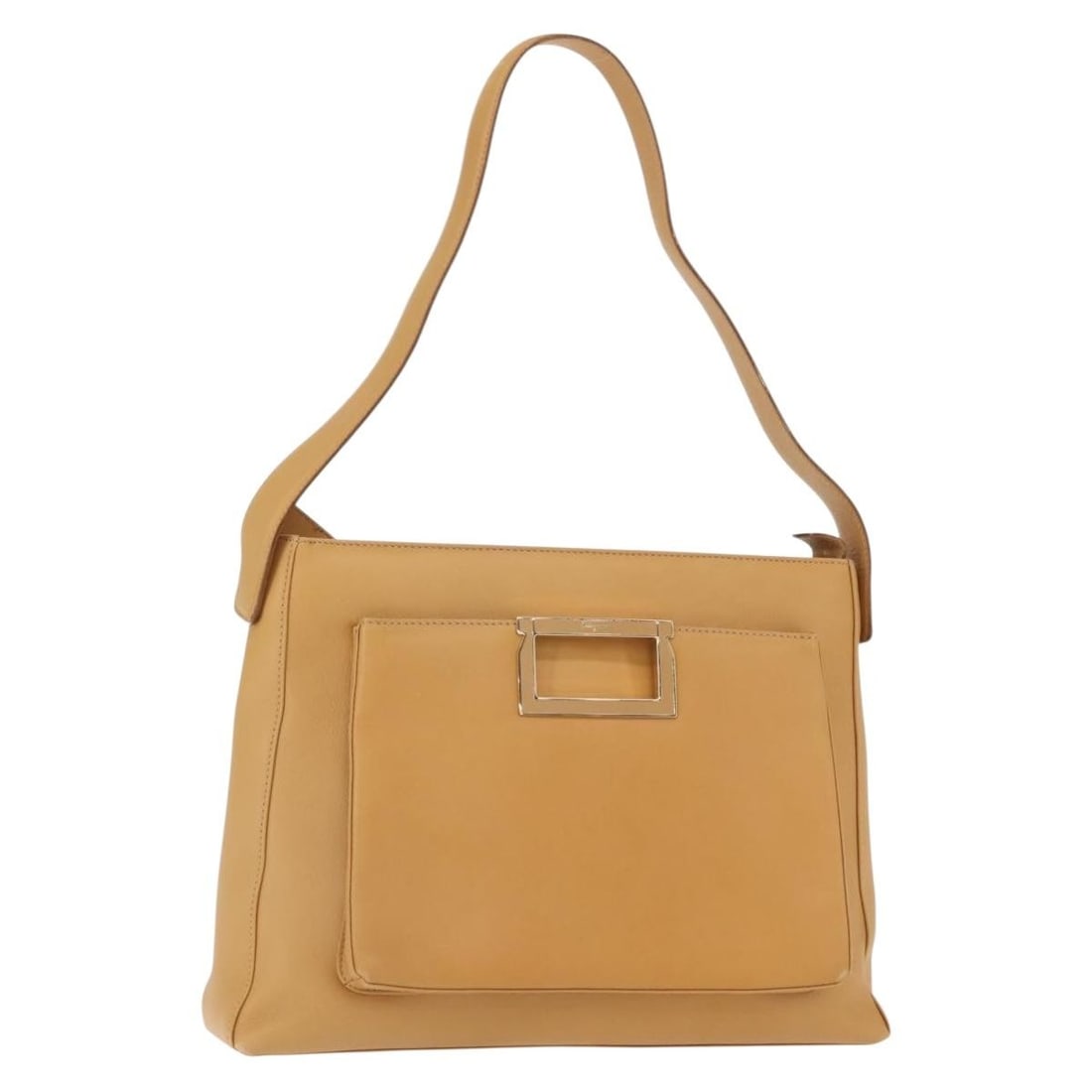 Salvatore Ferragamo Beige Gold Leather Shoulder Bag Italy Auth (1 of 18)