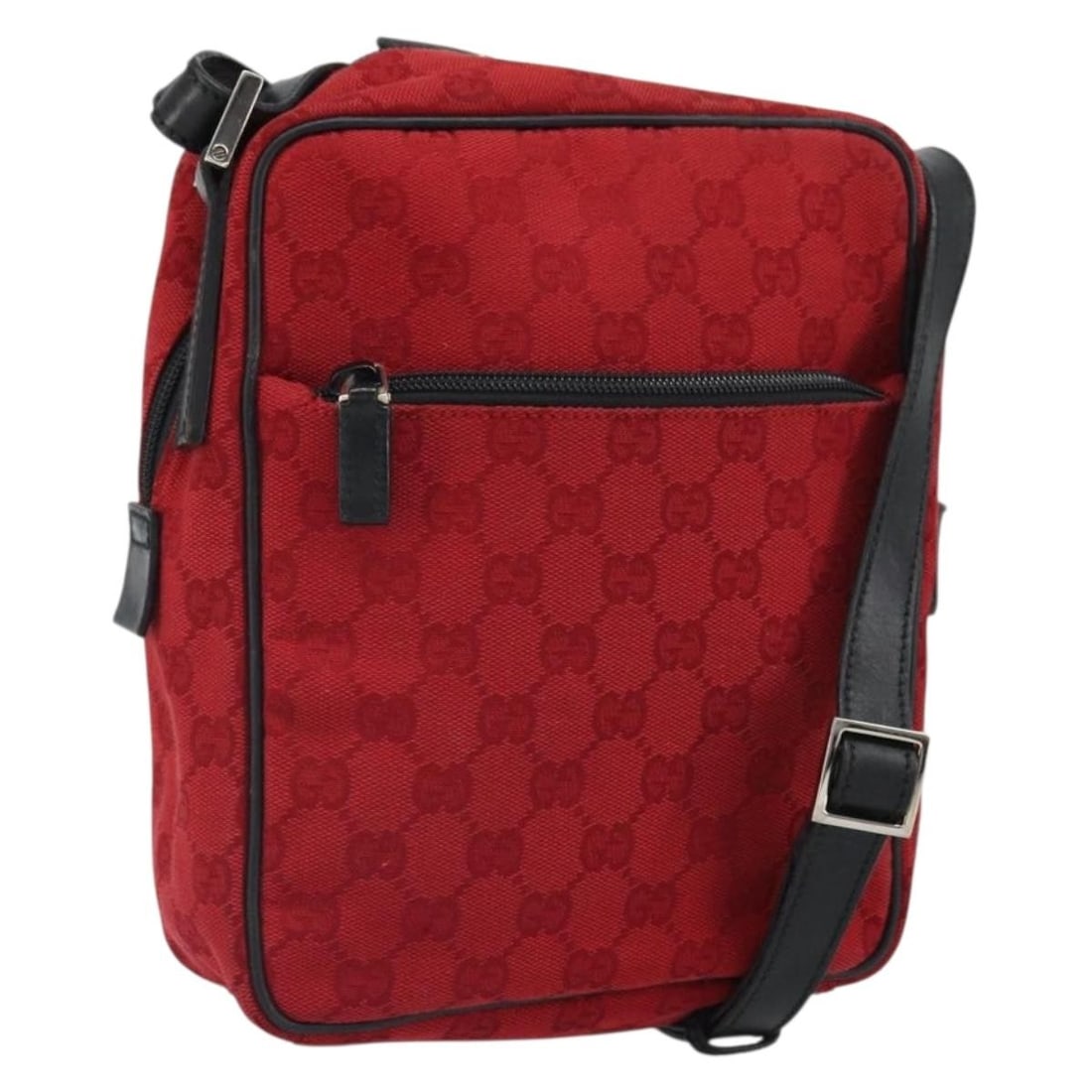 Red GG Canvas Shoulder Bag by Gucci 018 1612 Italy: Red GG Canvas Shoulder Bag by Gucci 018 1612 Italy This GUCCI GG Canvas shoulder bag features a red and silver exterior with the classic GG canvas material. The bag is designed with a practical should