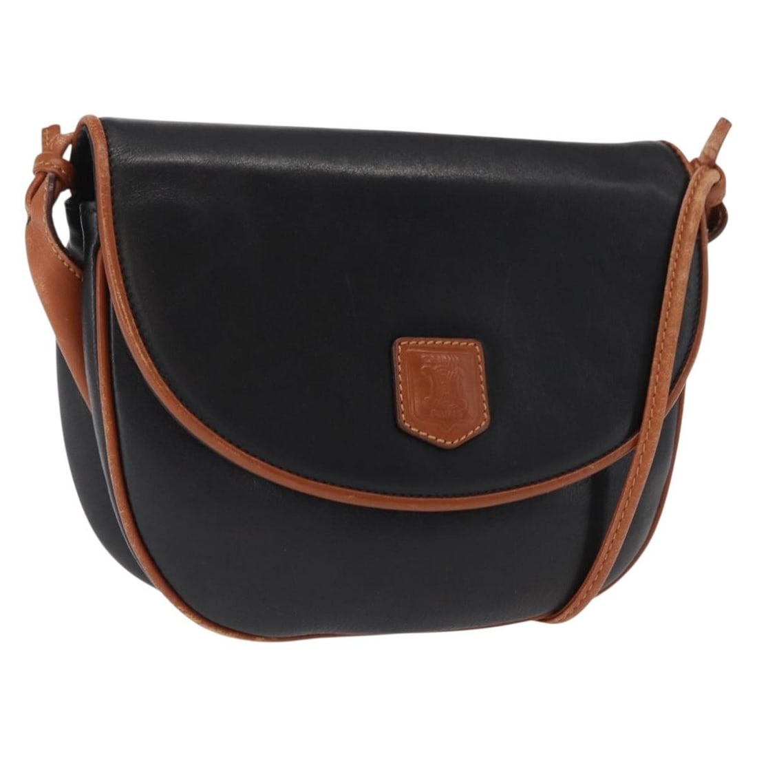 Celine Black Leather Shoulder Bag with Gold Accents 164870: Celine Black Leather Shoulder Bag with Gold Accents 164870 This Celine shoulder bag is crafted from black leather with gold-tone accents. It features a classic shoulder bag silhouette, measuring appro