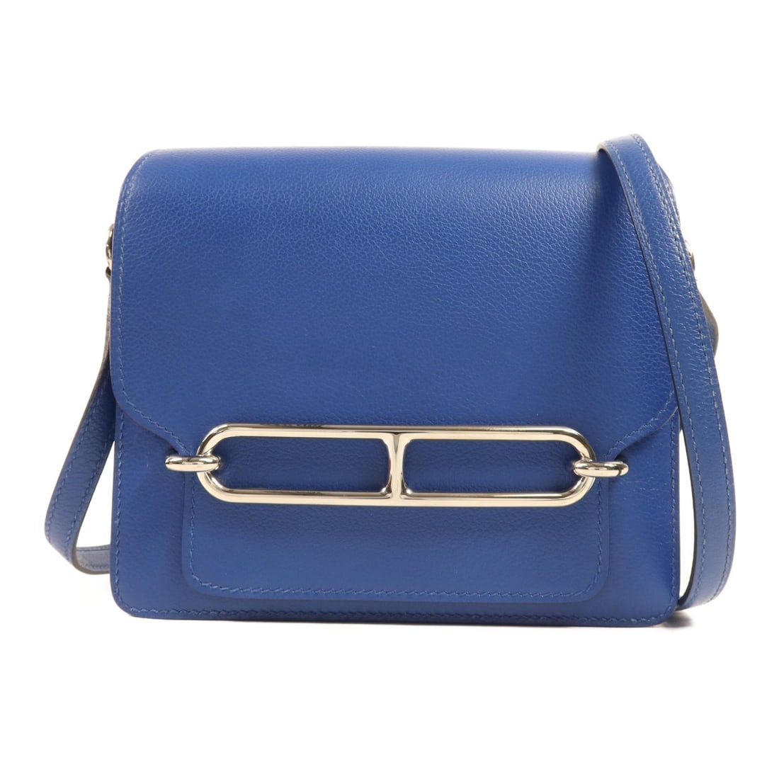 HERMES Roulis Mini Shoulder Bag Blue Evercolour Leather PHW: HERMES Roulis Mini Shoulder Bag Blue Evercolour Leather PHW Introducing the HERMES Roulis Mini Shoulder Bag, crafted from premium Evercolour leather in a stunning Blue Zellige hue. This elegant should
