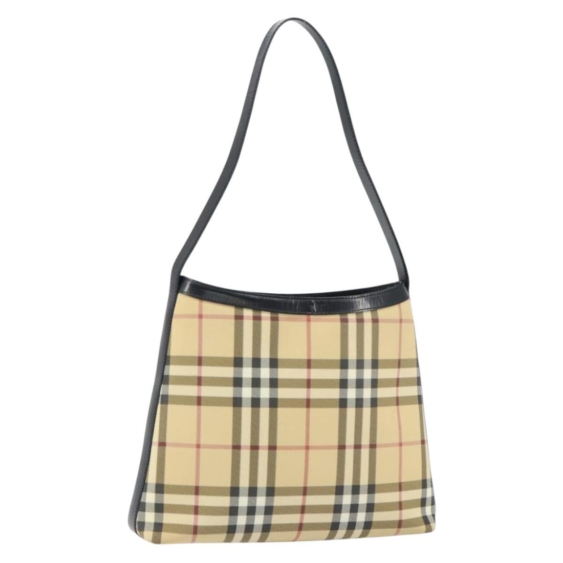 Beige PVC Burberry Nova Check Shoulder Bag with Silver Accents: Beige PVC Burberry Nova Check Shoulder Bag with Silver Accents This is a BURBERRY Nova Check shoulder bag crafted from beige and silver PVC leather. The bag features the iconic Nova Check pattern and
