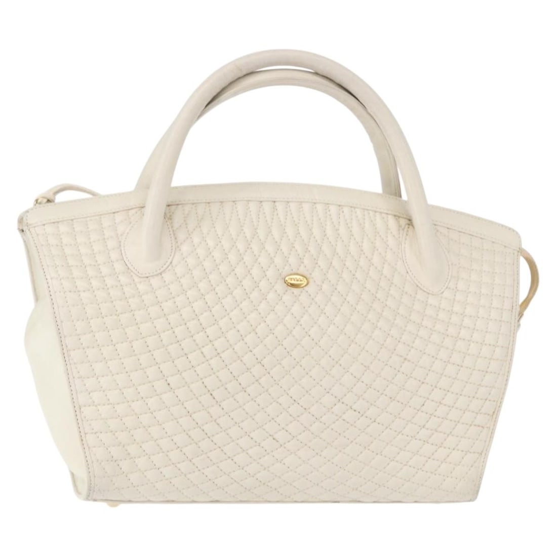 BALLY Leather Hand Bag White Gold Made in Italy (1 of 18)