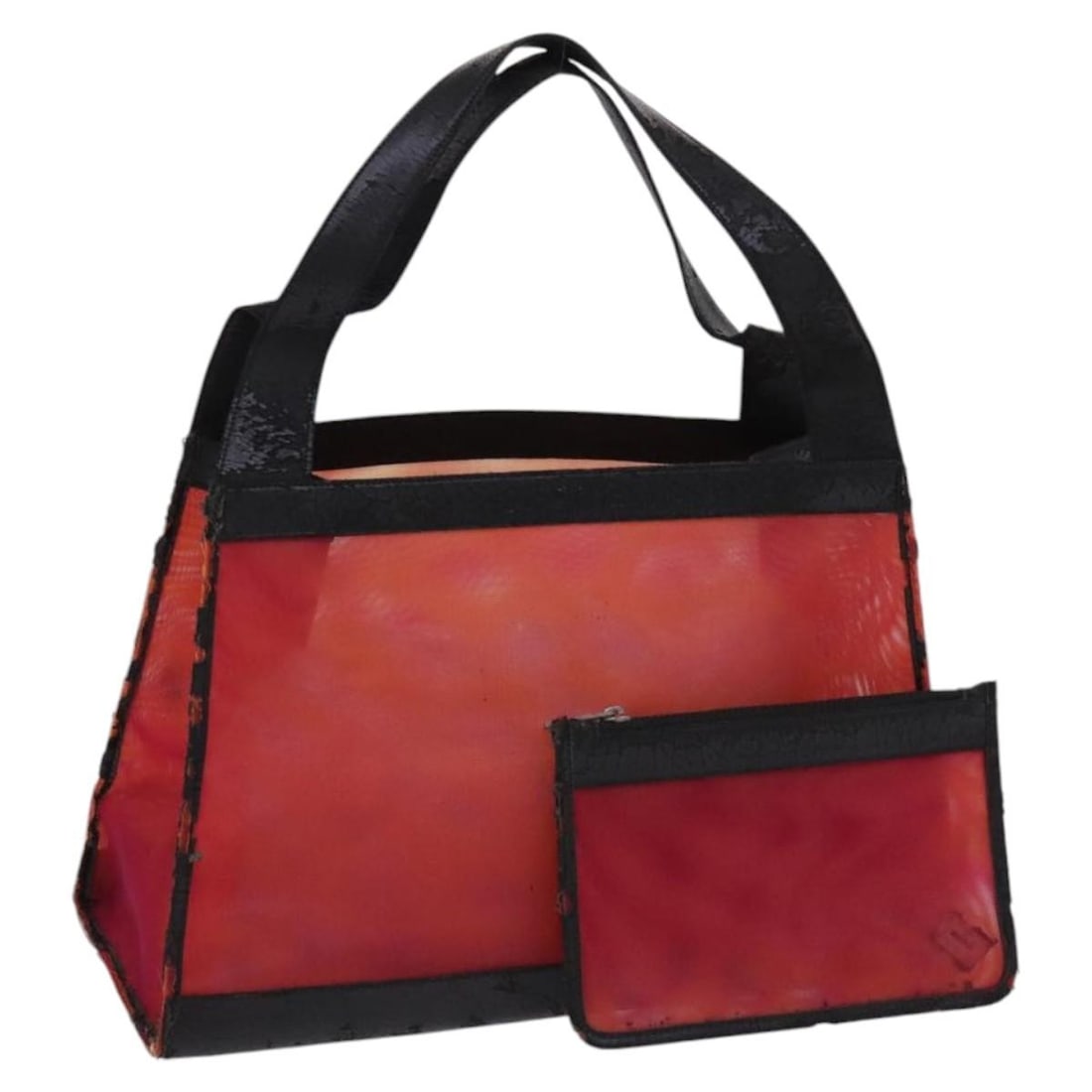 Red Nylon CHANEL Handbag with Pouch Italy: Red Nylon CHANEL Handbag with Pouch Italy This CHANEL women's handbag is crafted from red nylon and features the iconic CC logo. The bag includes a matching pouch and was made in Italy. It has a top h