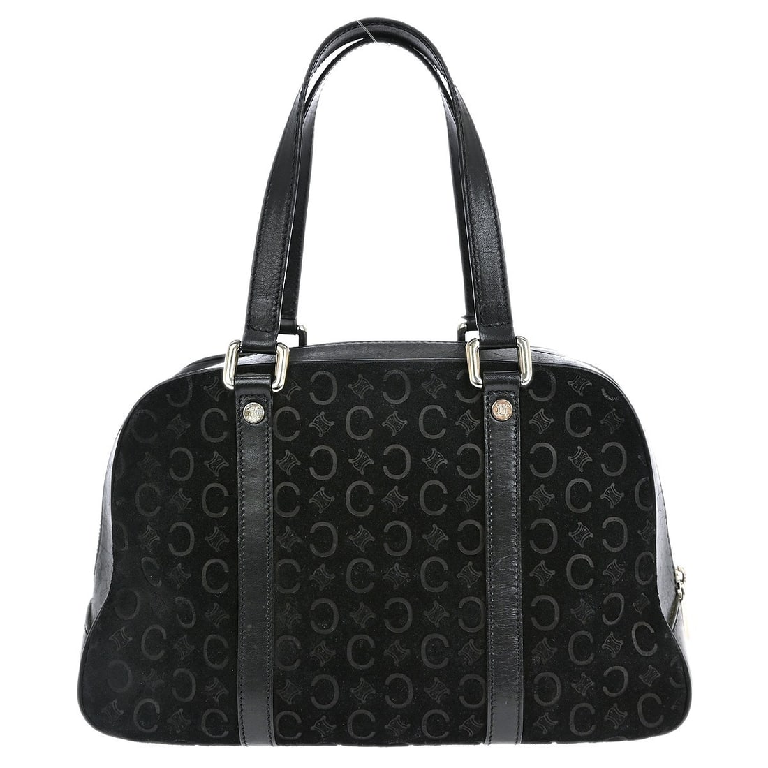 Celine Macadam Vintage Black Suede Medium Handbag Leather Italy (1 of 12)