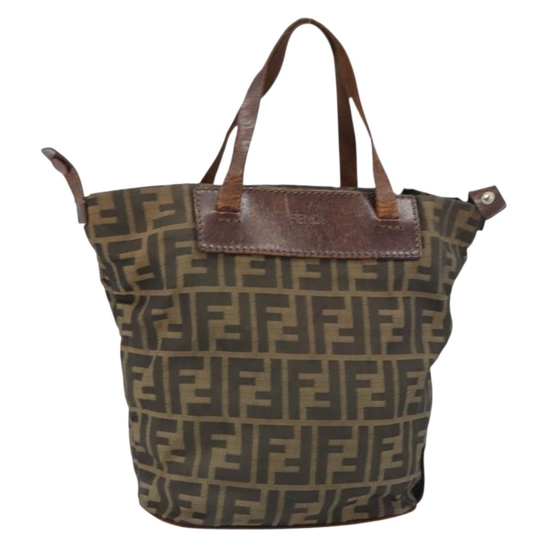 Fendi Zucca Canvas Black Brown Italian Handbag with Key and Clochette: Fendi Zucca Canvas Black Brown Italian Handbag with Key and Clochette This FENDI Zucca Canvas Hand Bag features black and brown Zucca canvas with a structured silhouette. The bag includes a handle and