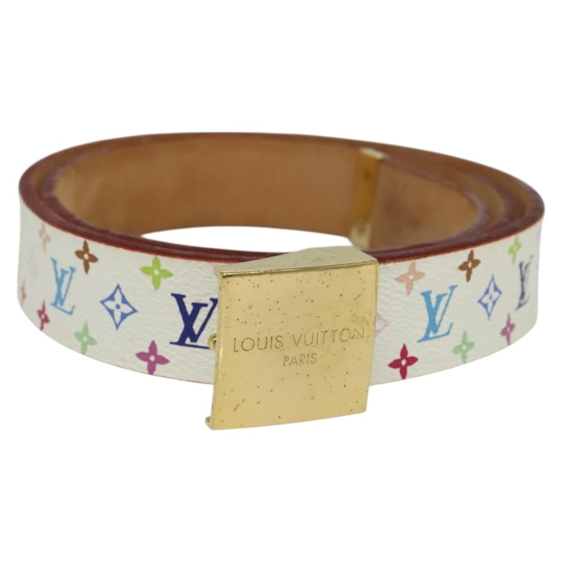 Louis Vuitton Multicolor Monogram Carre White Canvas Belt M9270U Women (1 of 18)