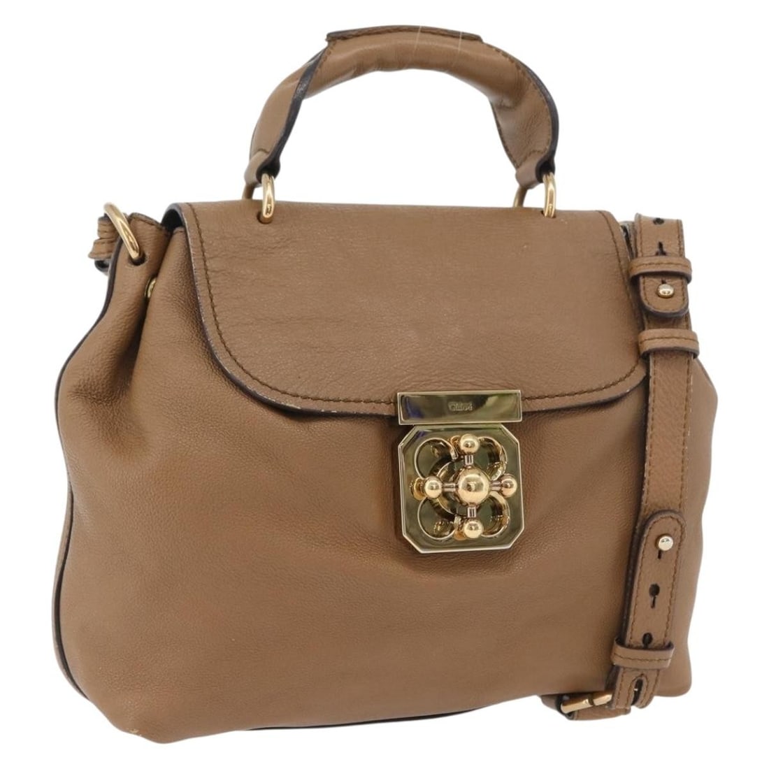 Elise Brown Leather Convertible Shoulder Bag by Chloe with Dust Bag: Elise Brown Leather Convertible Shoulder Bag by Chloe with Dust Bag This Chloe Elise handbag is crafted from brown and gold leather and features a 2-way design with both handles and a detachable shoul