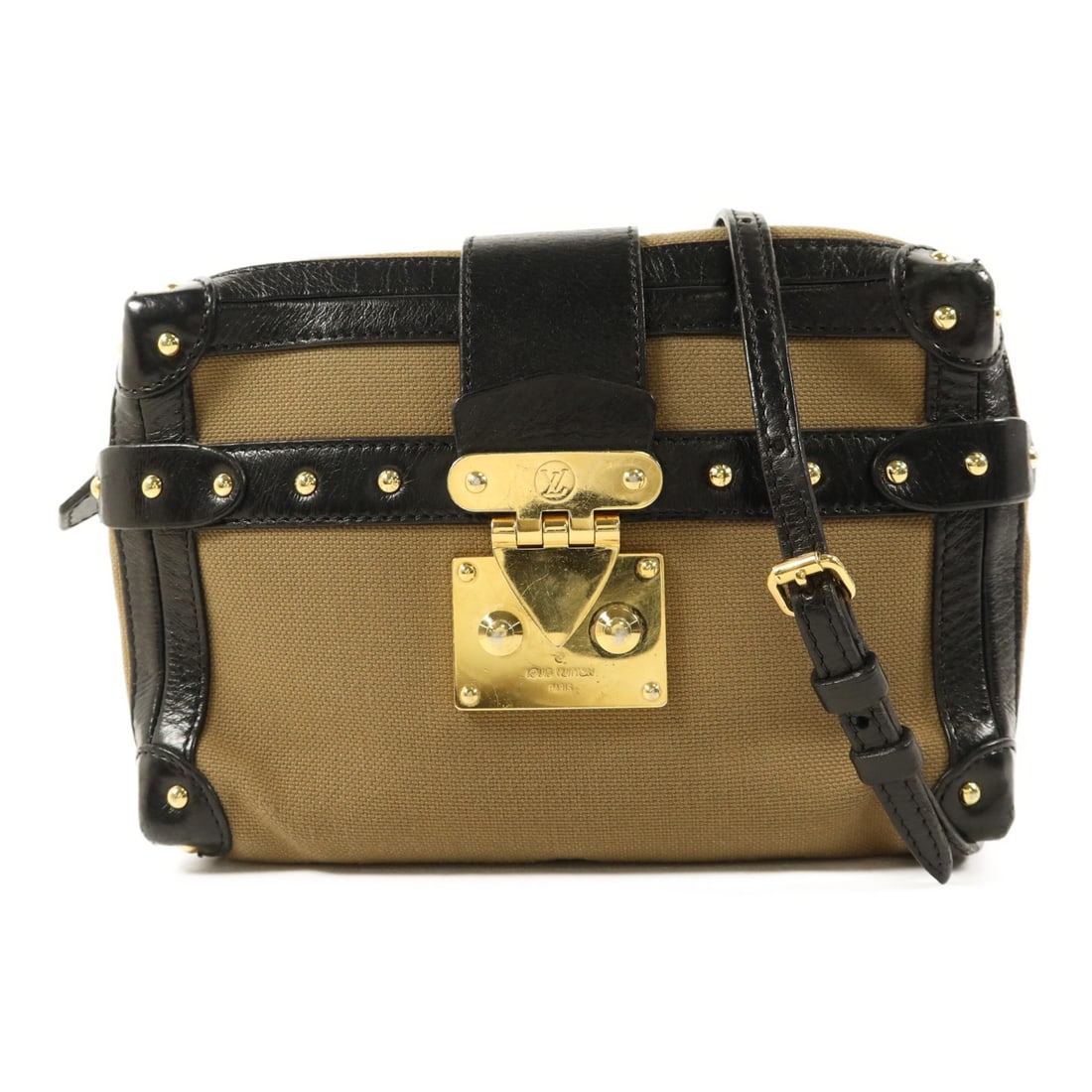 Louis Vuitton Petite Malle Soft MM Green Canvas Shoulder Bag with Gold Hardware (1 of 18)